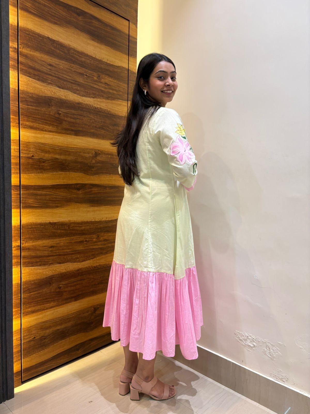 Cotton hand painted Midi