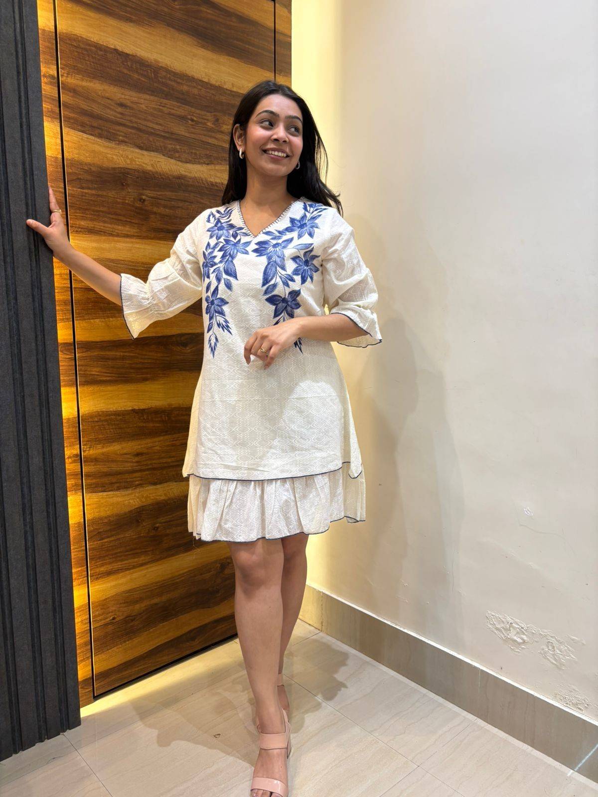 Cotton hand painted short dress