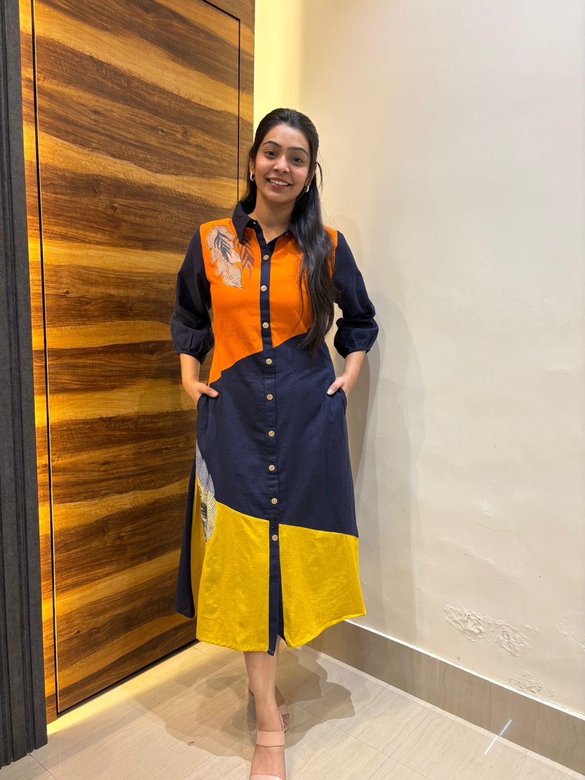 Hand painted Shirt dress