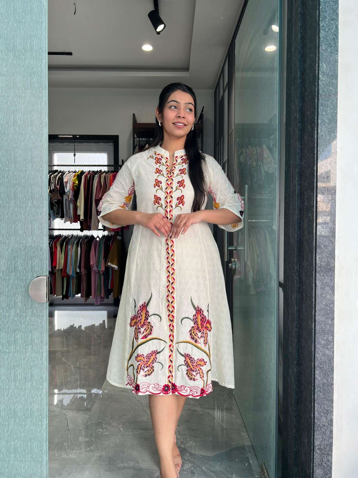 Cotton Embroiderd Midi dress