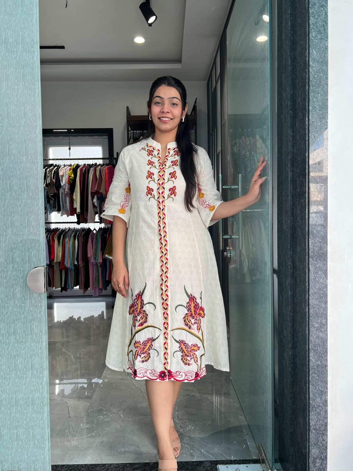 Cotton Embroiderd Midi dress