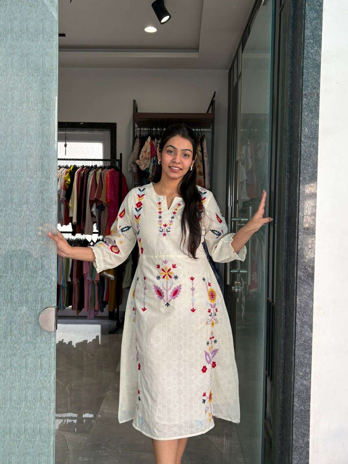 Cotton Embroiderd Midi dress