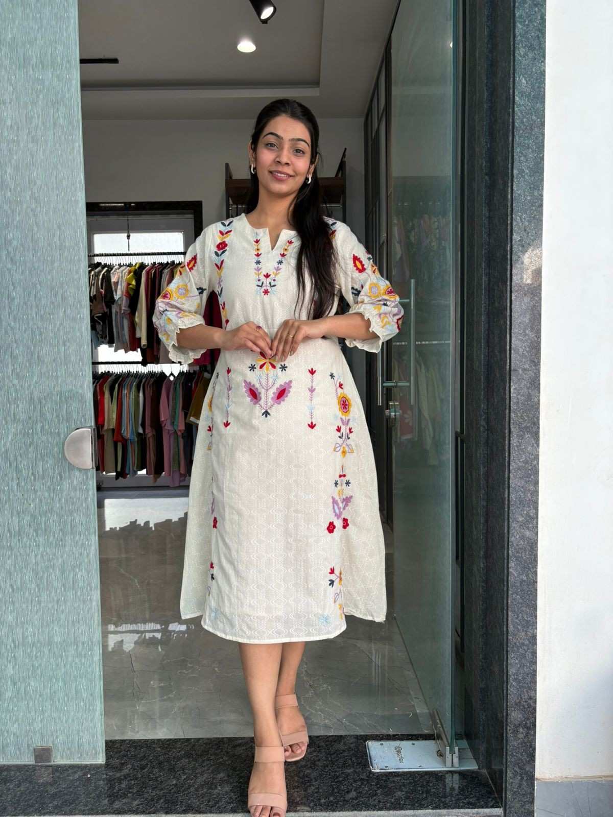 Cotton Embroiderd Midi dress