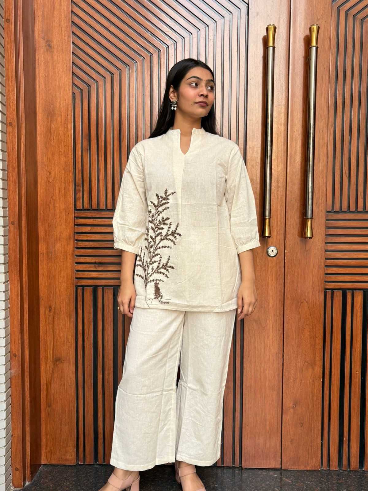 Embroidered khadi  tunic