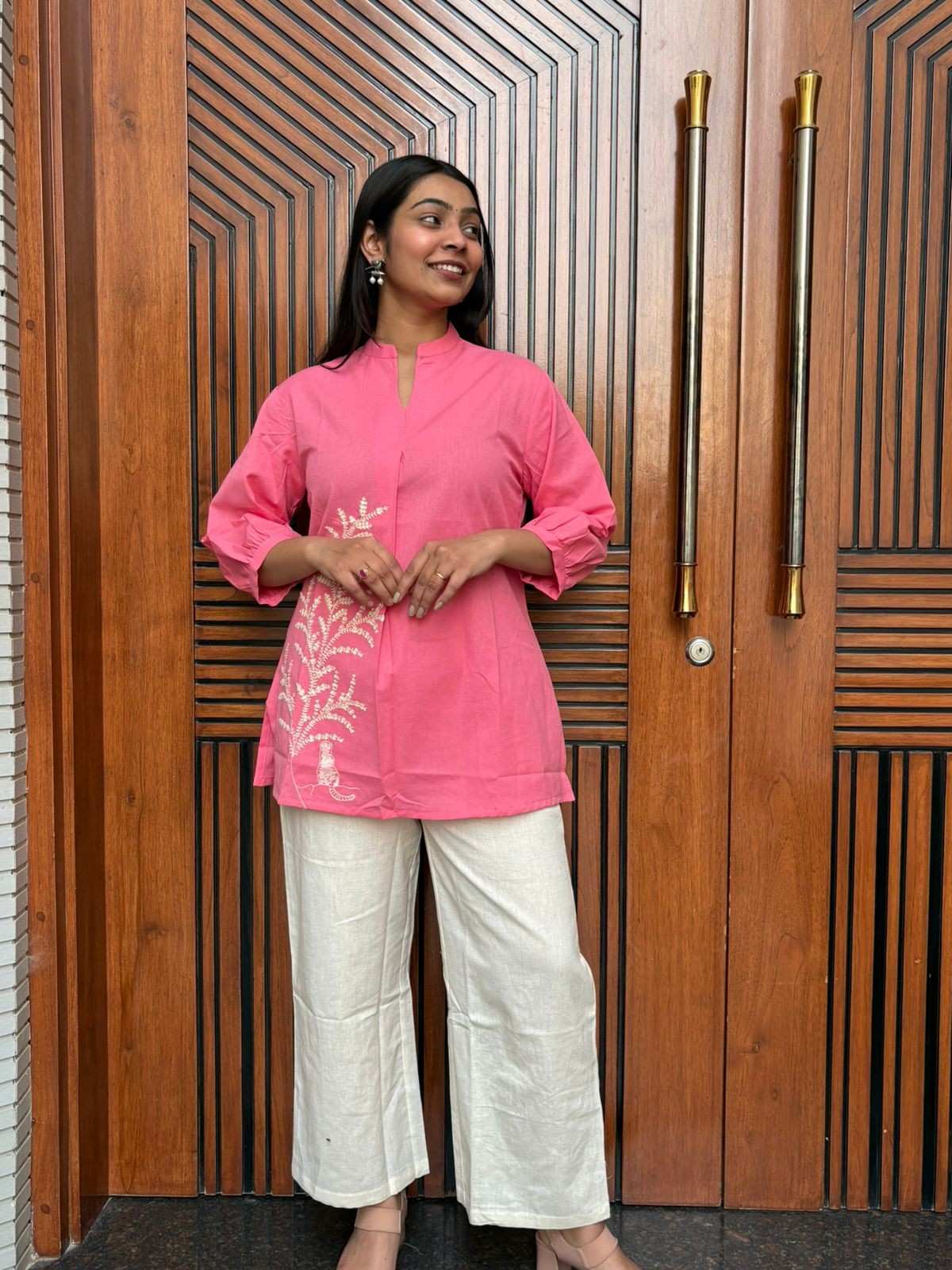 Embroidered khadi  tunic