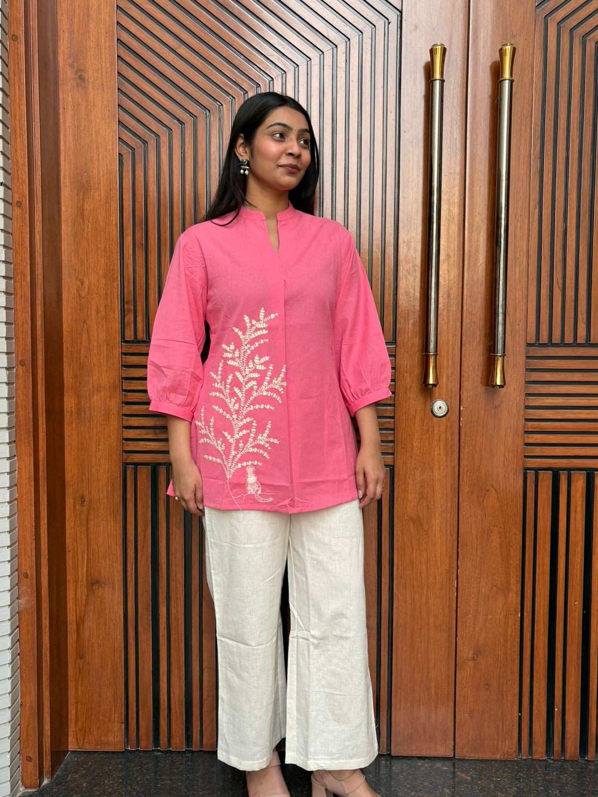 Embroidered khadi  tunic