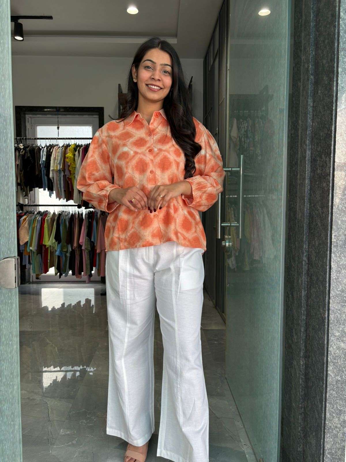 Linen Shibori Shirt coordset