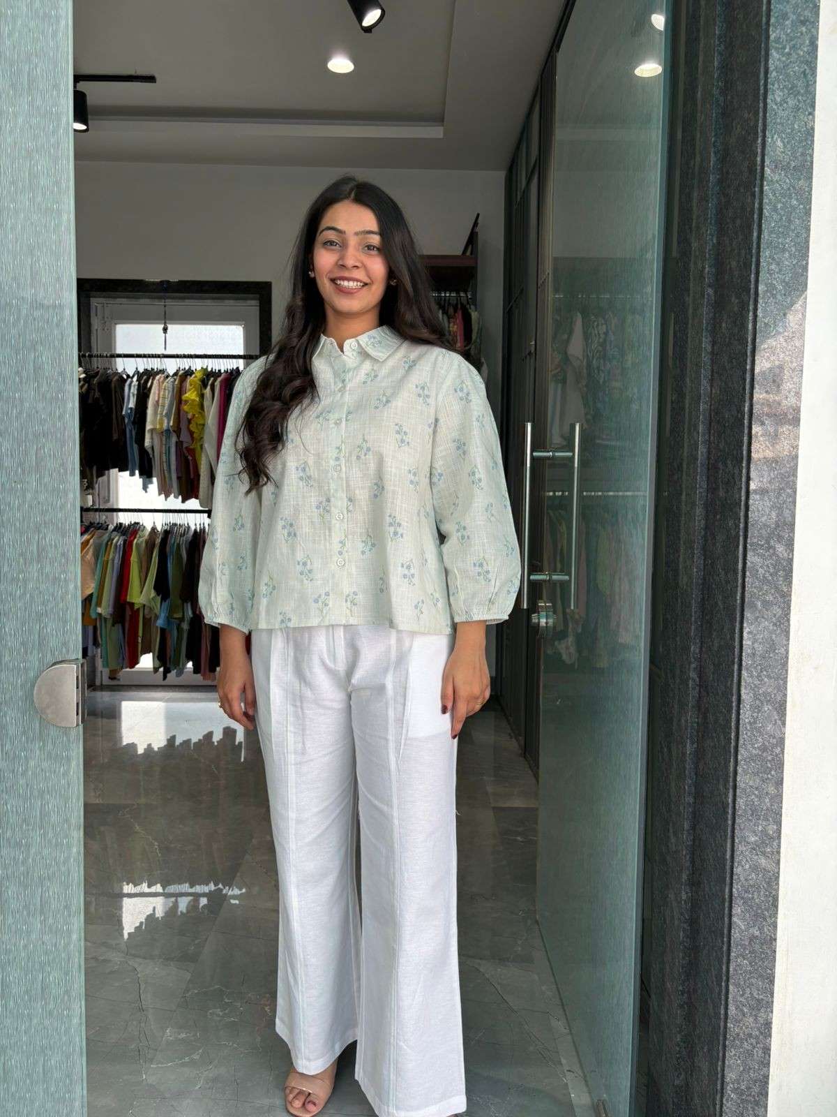 Linen floral Shirt coordset