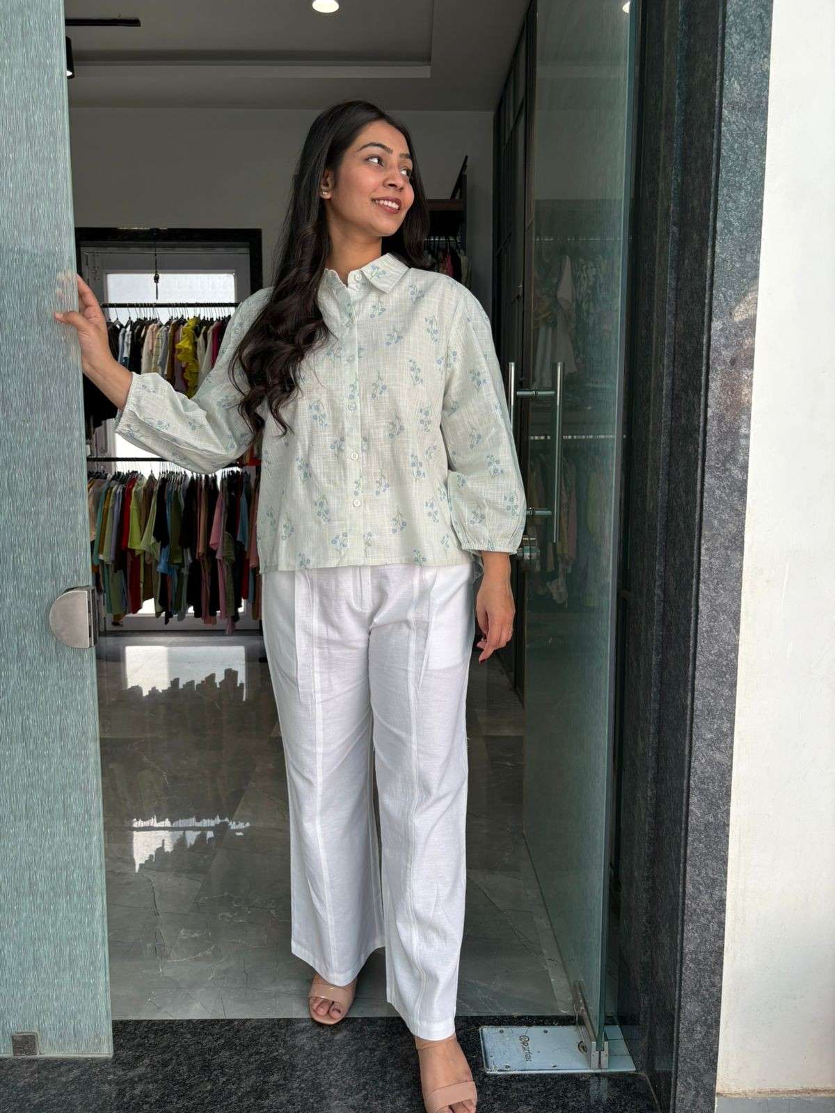 Linen floral Shirt coordset