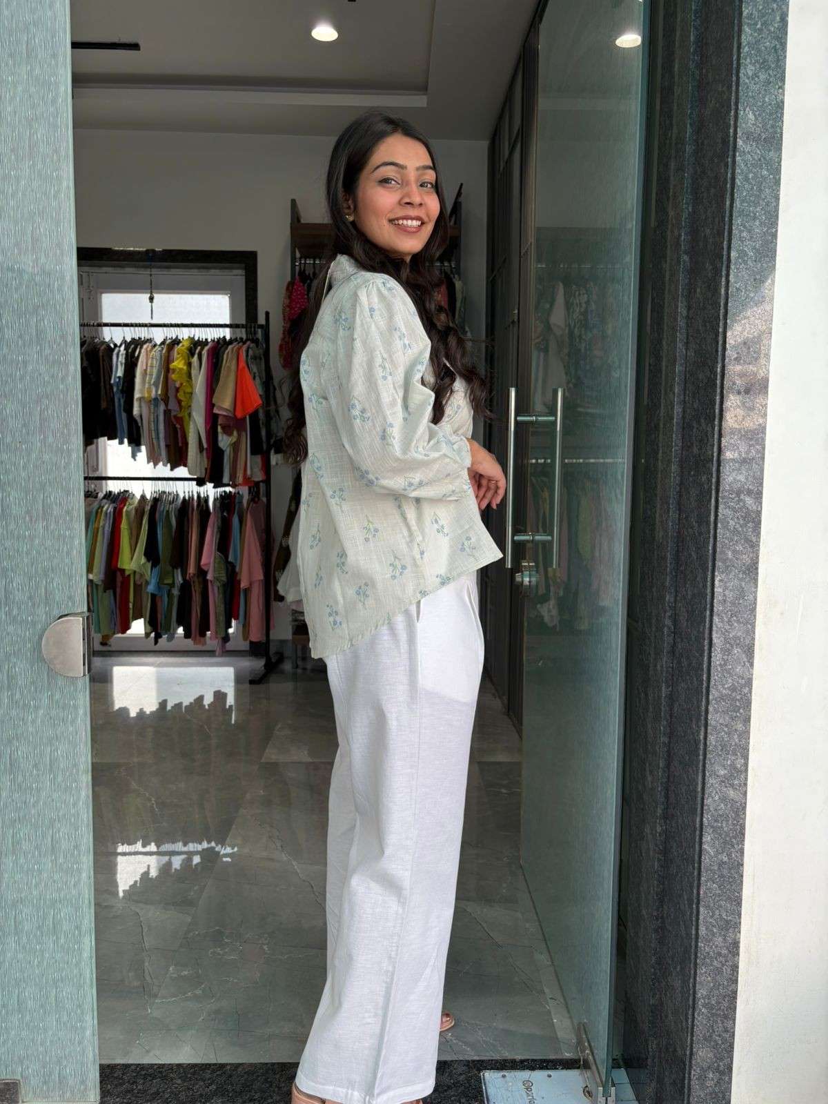 Linen floral Shirt coordset