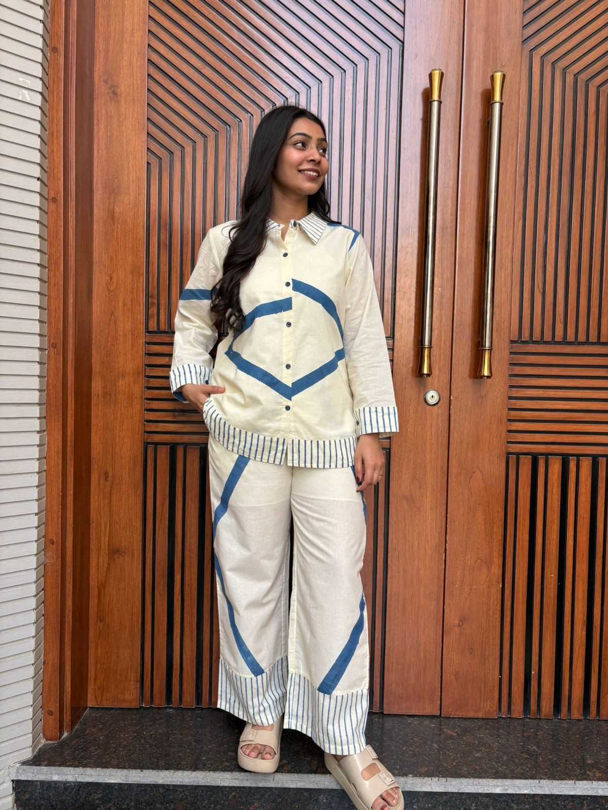 Cotton Block printed Shirt coordset