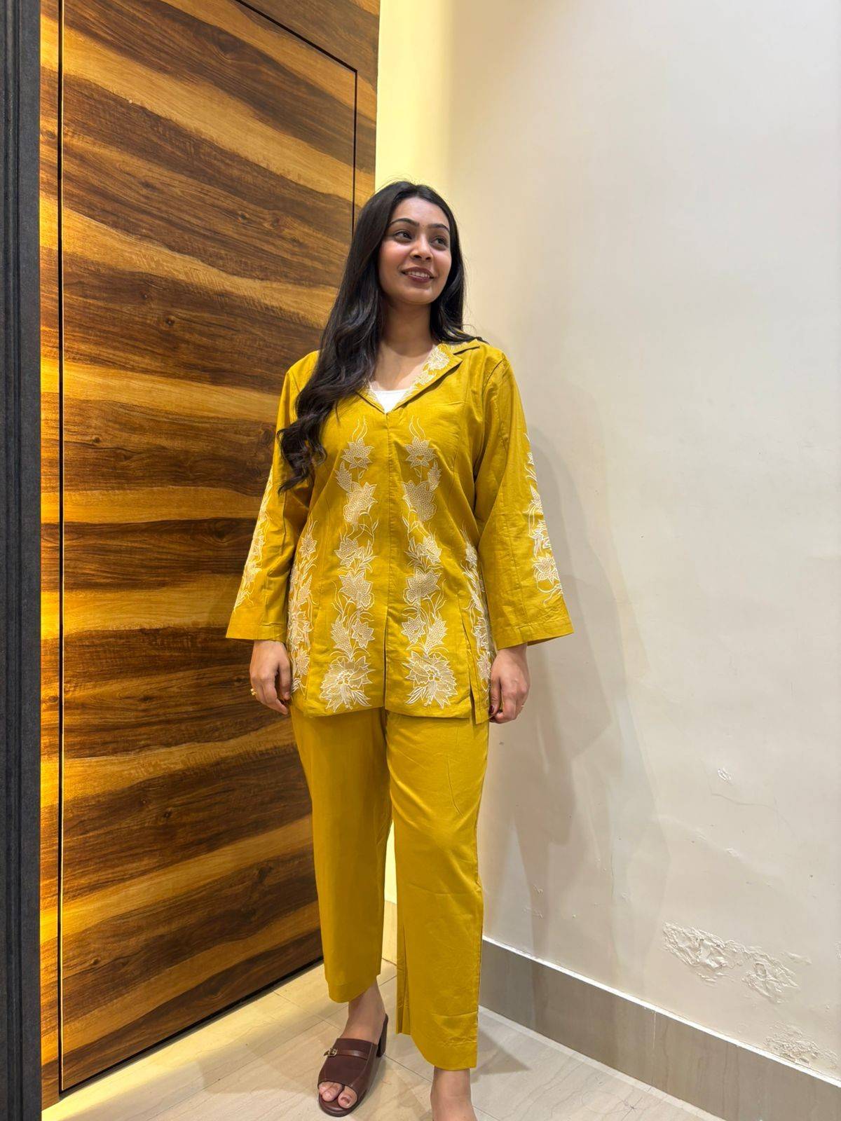 Cotton embroidered Blazer coordset