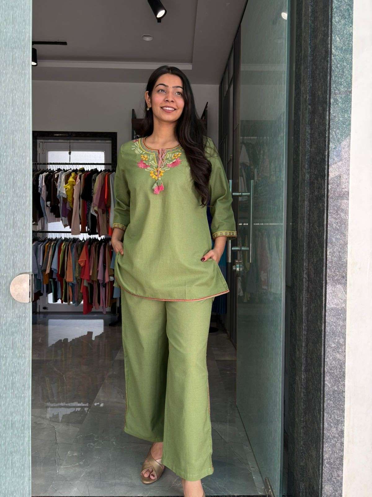 Khadi Embroidered Tunic coordset