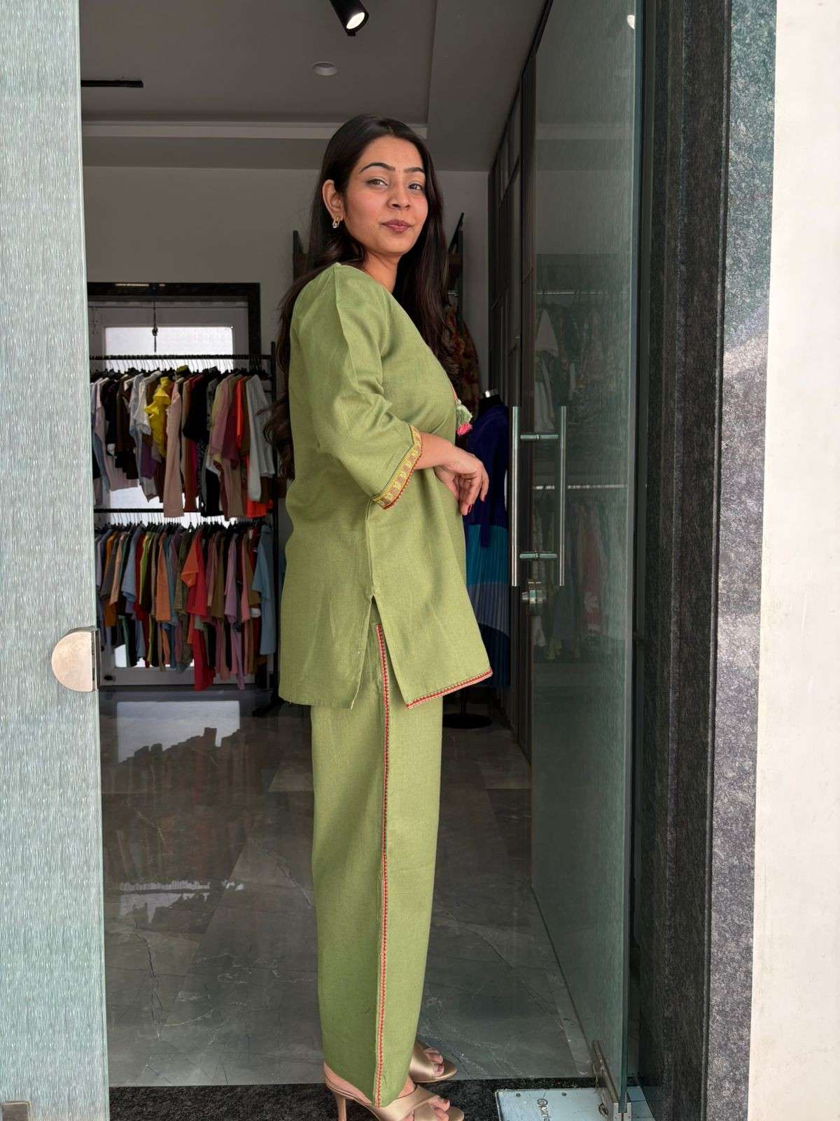 Khadi Embroidered Tunic coordset