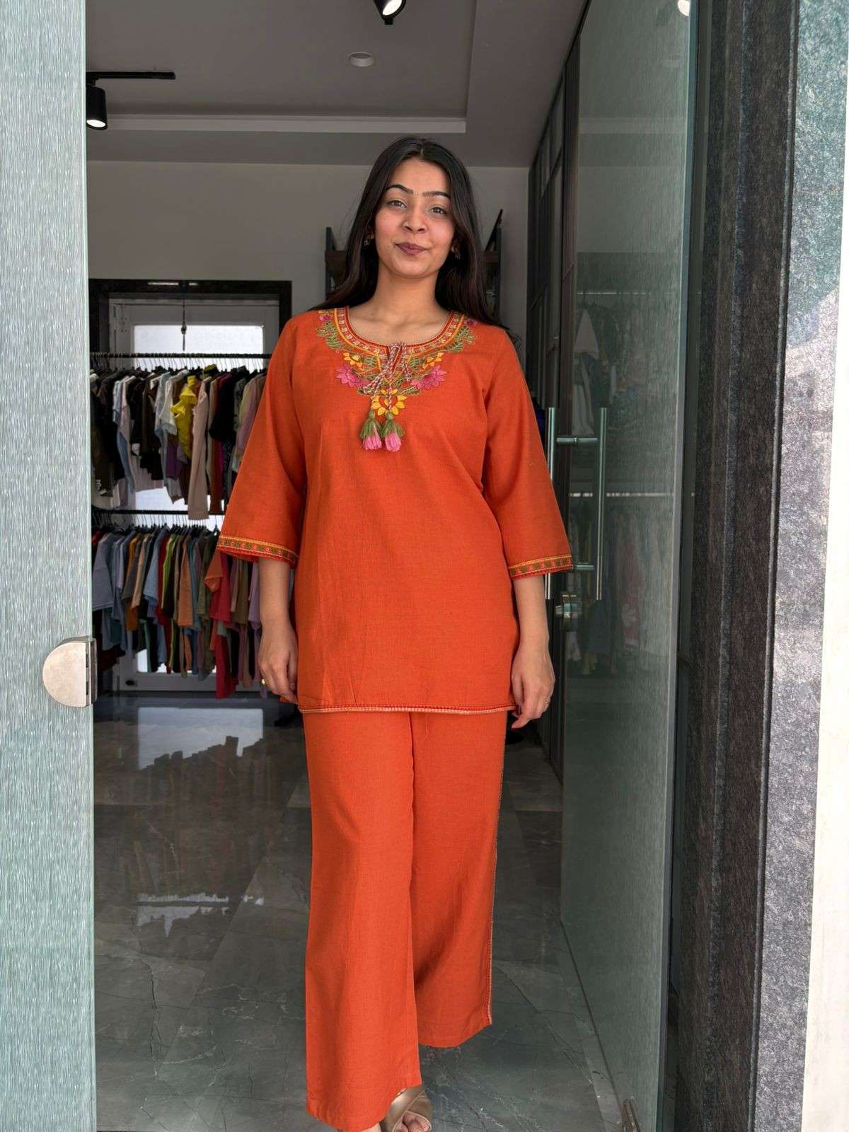 Khadi Embroidered Tunic coordset