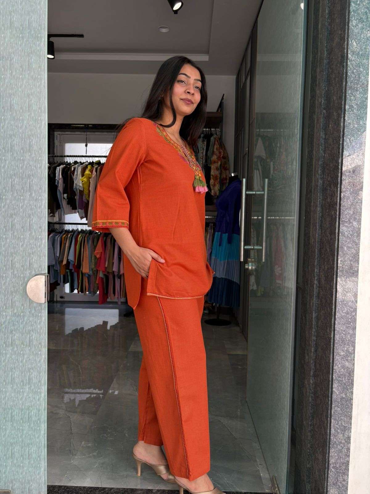 Khadi Embroidered Tunic coordset