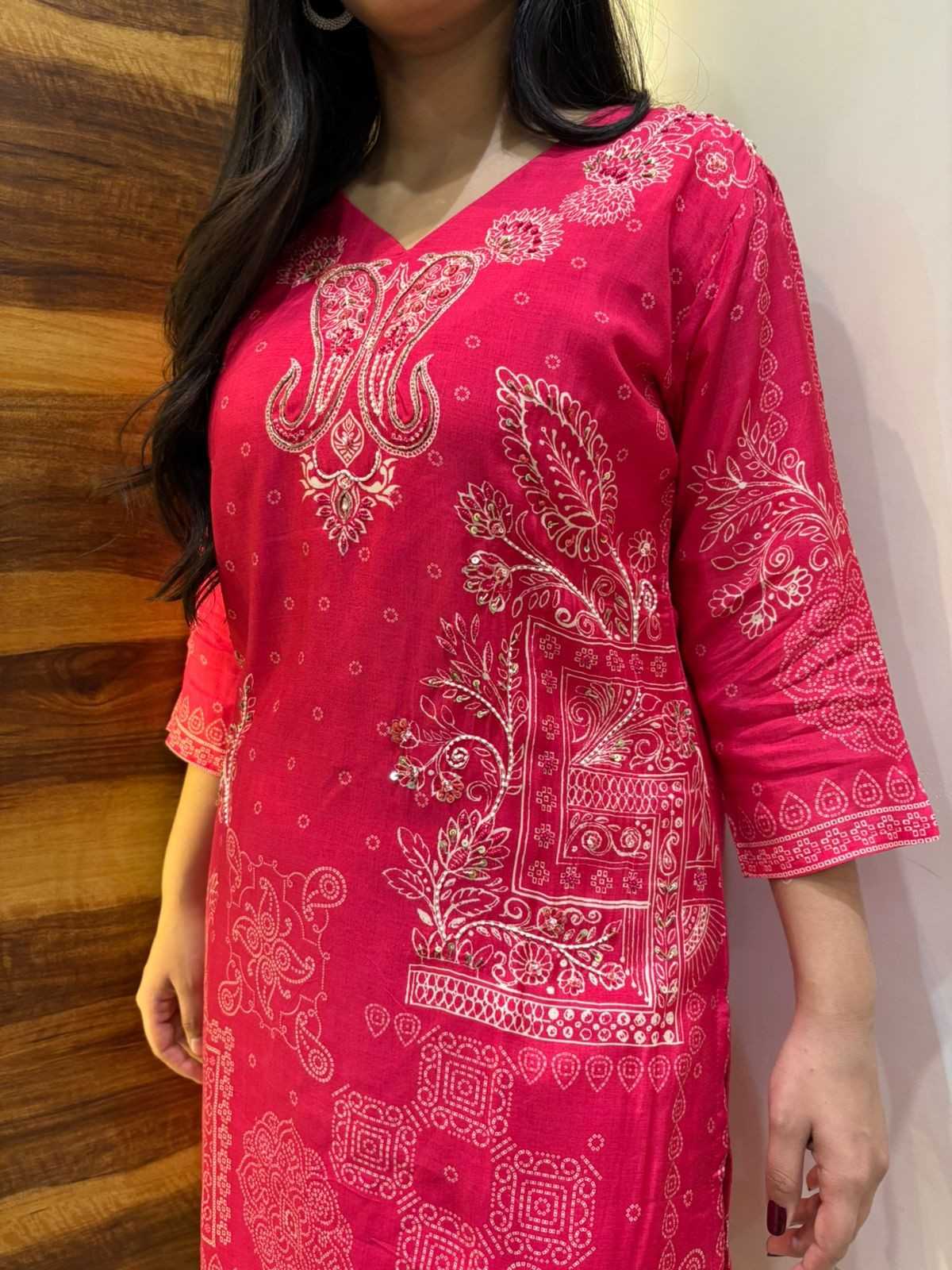 Muslin Bandhej plazo coordset