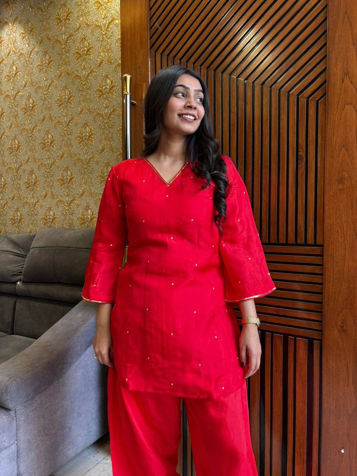 Shabnam Silk Red coordset