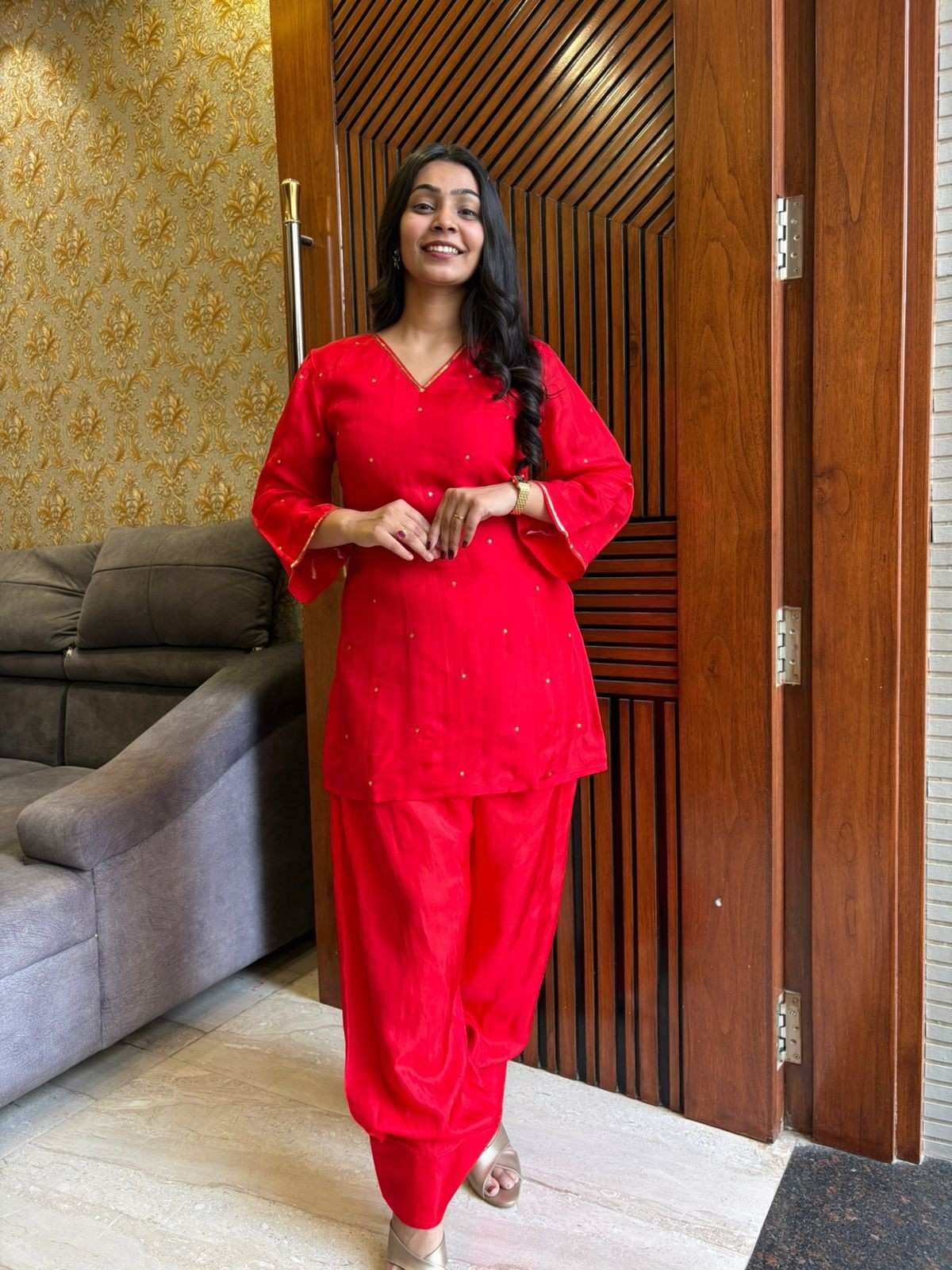 Shabnam Silk Red coordset