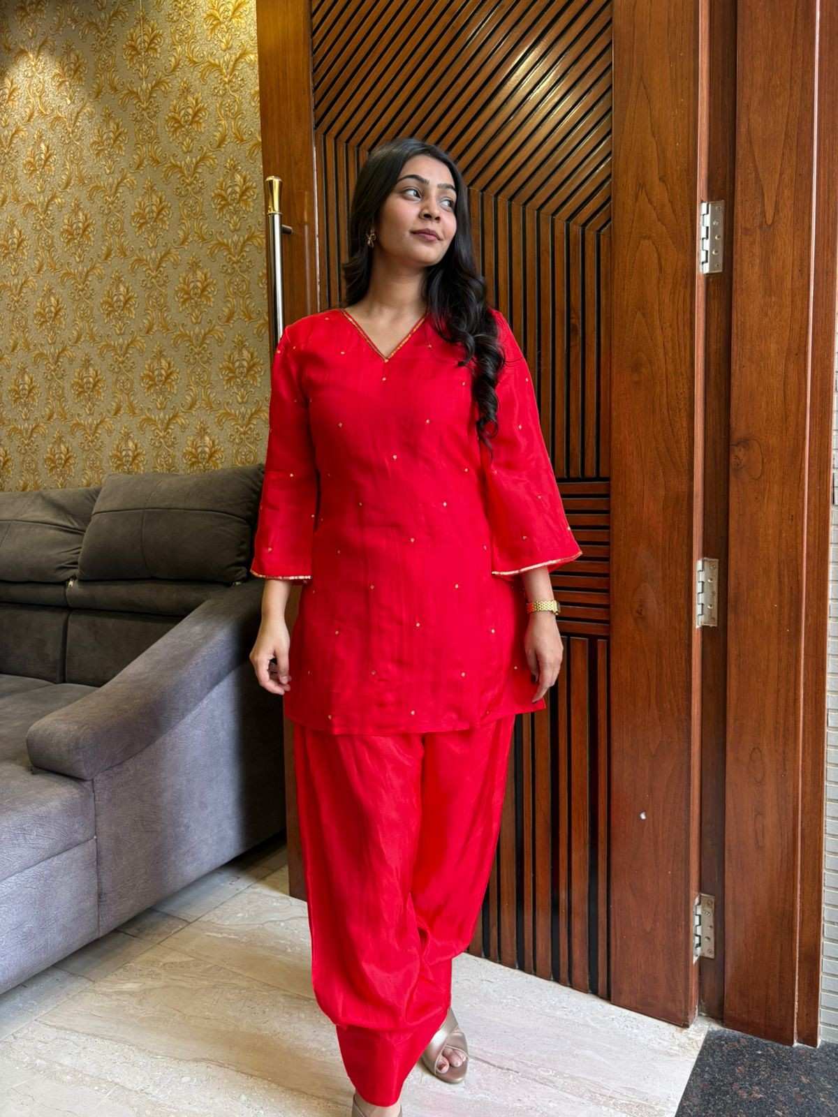 Shabnam Silk Red coordset