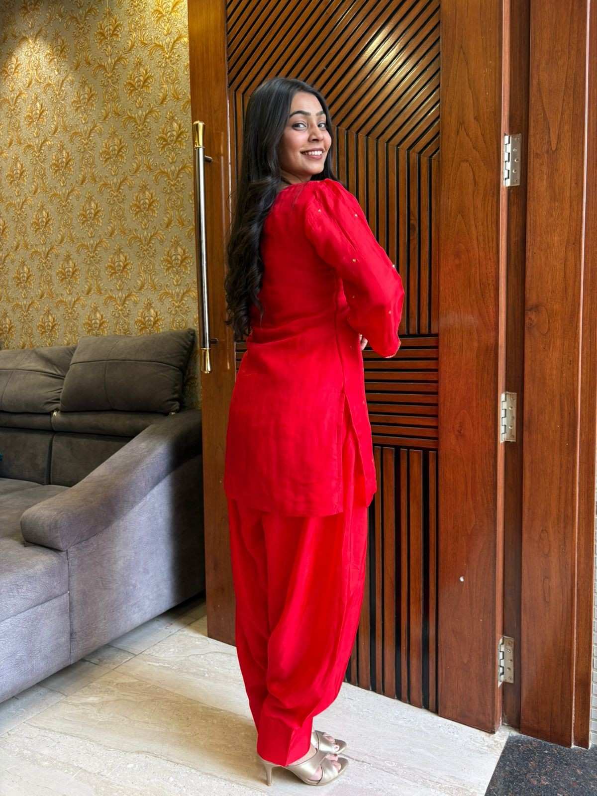 Shabnam Silk Red coordset