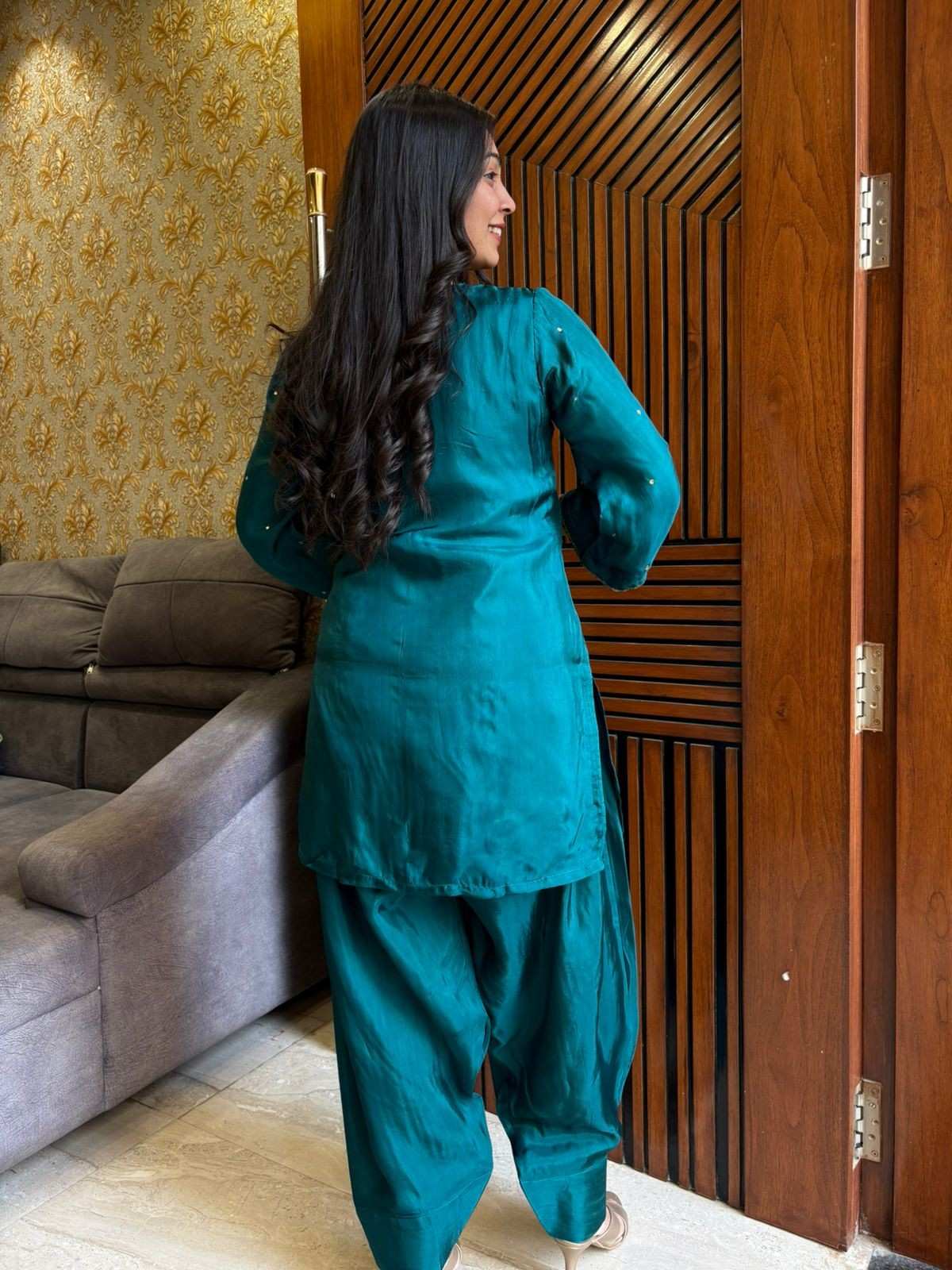 Shabnam Silk Teal coordset