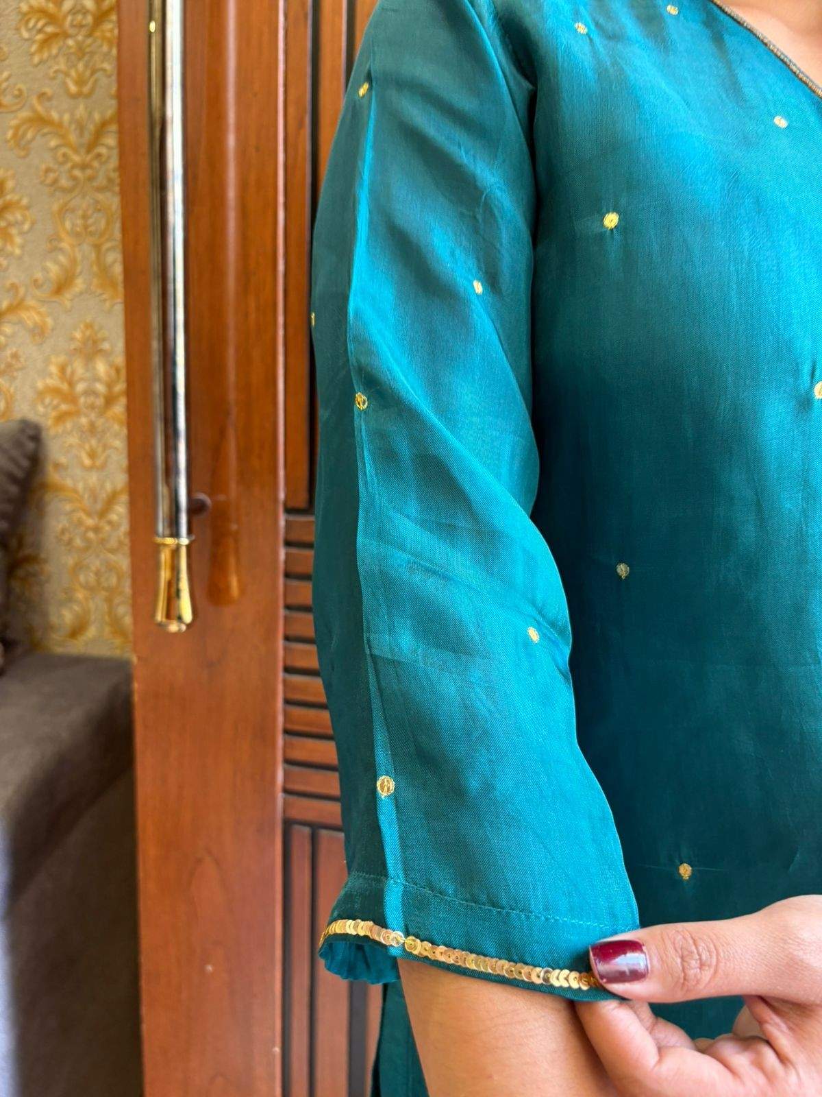 Shabnam Silk Teal coordset