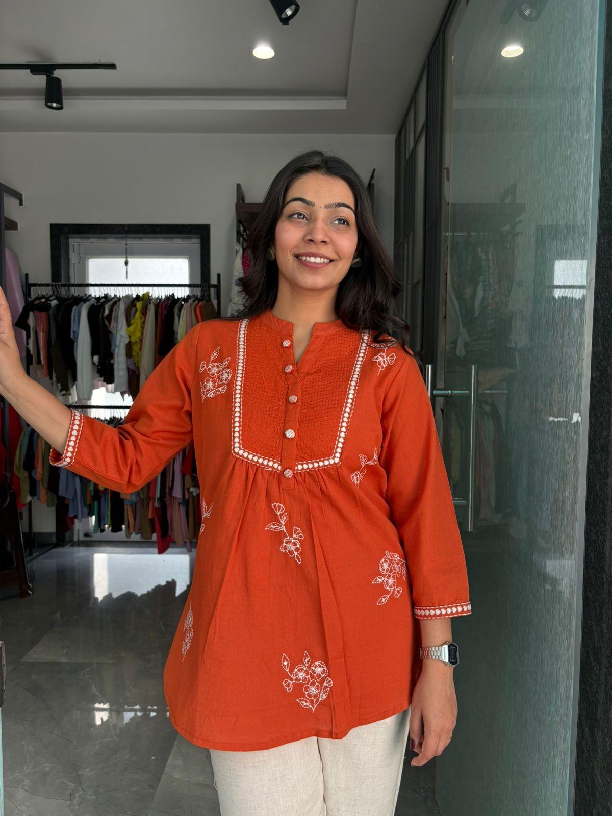 Embroidered khadi  tunic