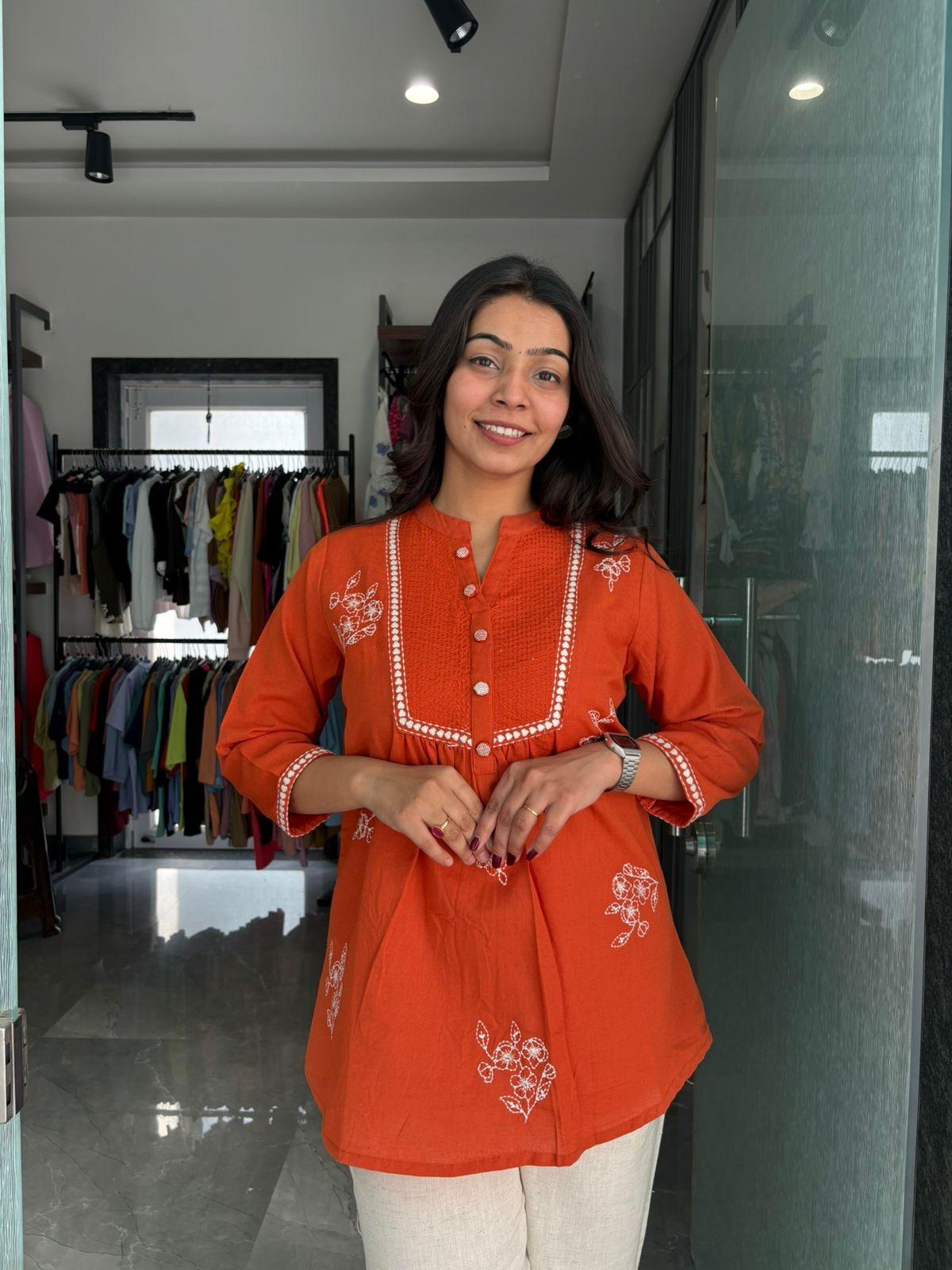 Embroidered khadi  tunic