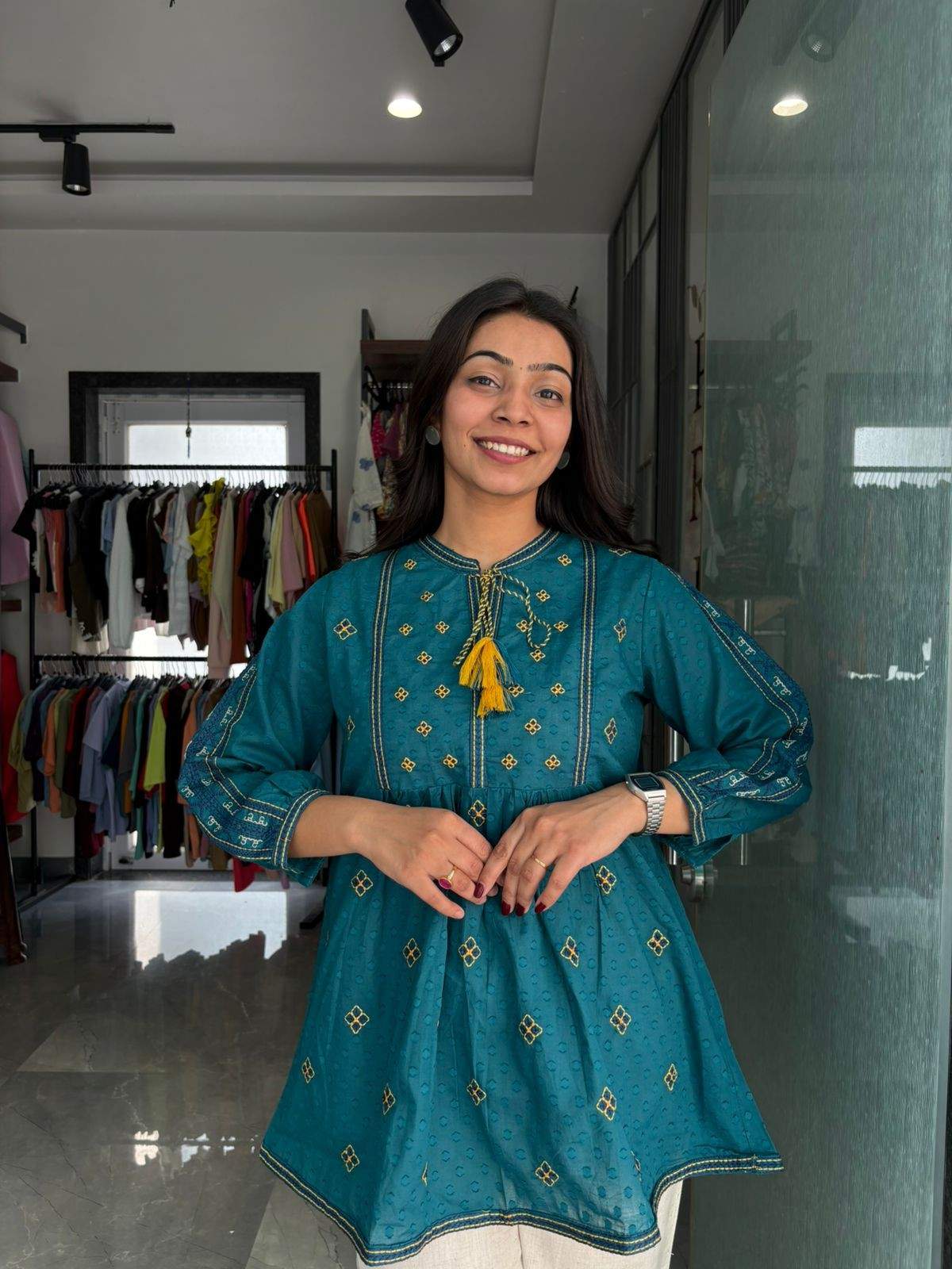 Cotton Selfwork Embroidered Tunic