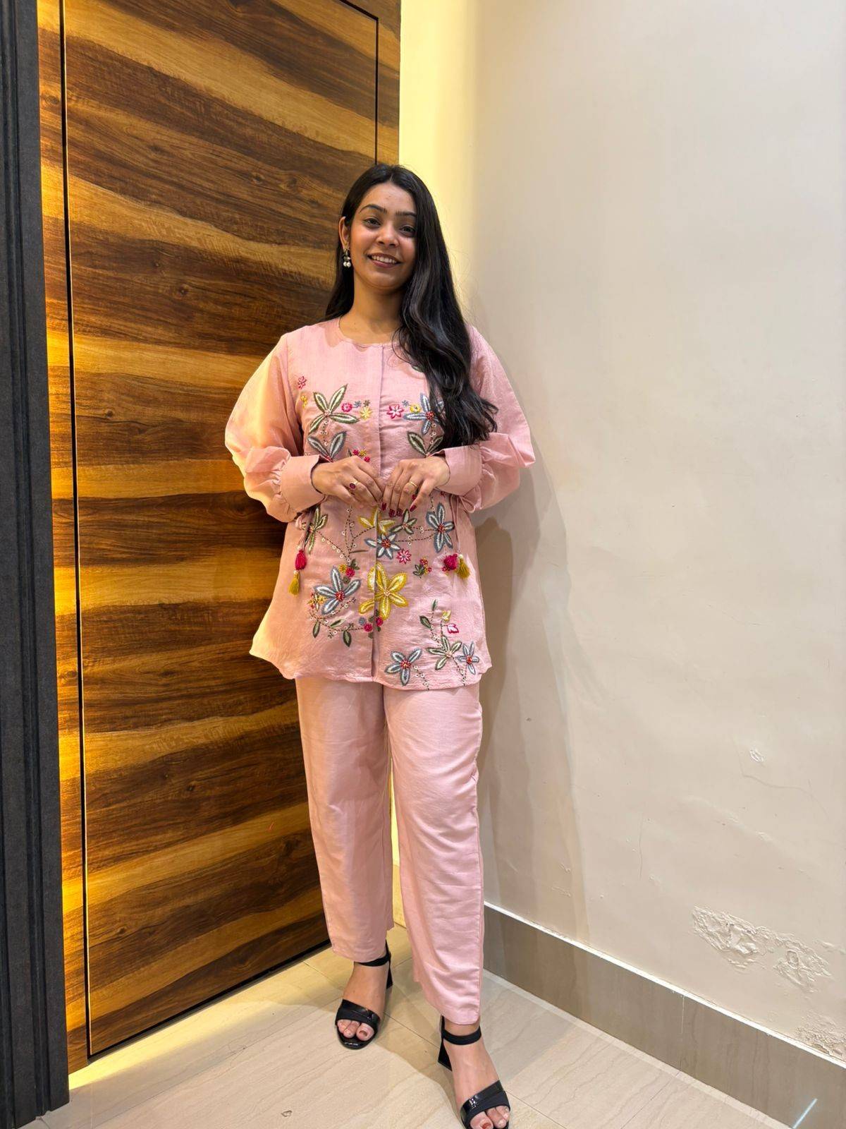 Chanderi Embroidered Coordset