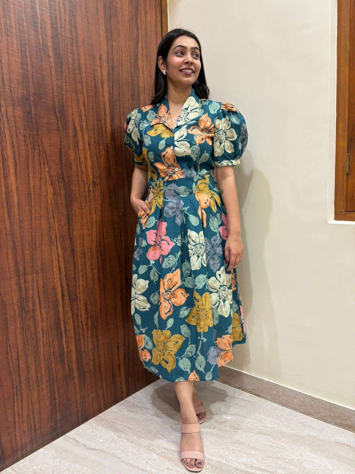 Cotton printed Pleated dress