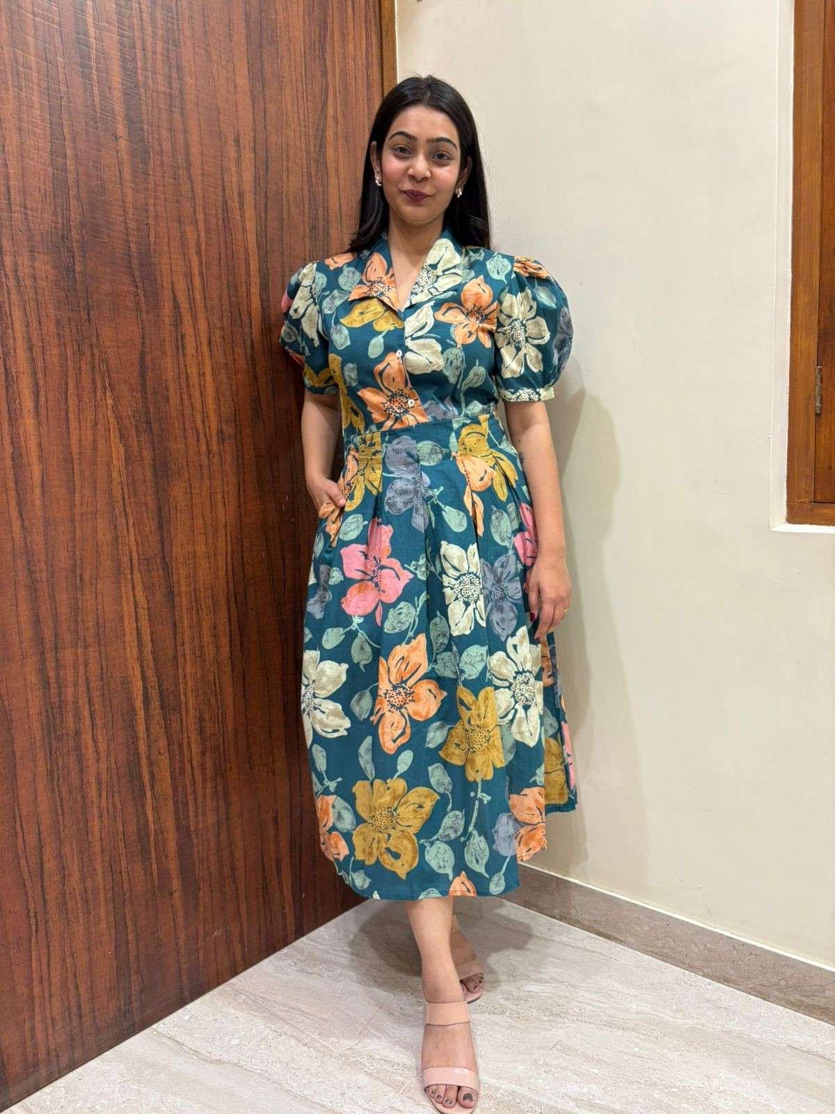 Cotton printed Pleated dress