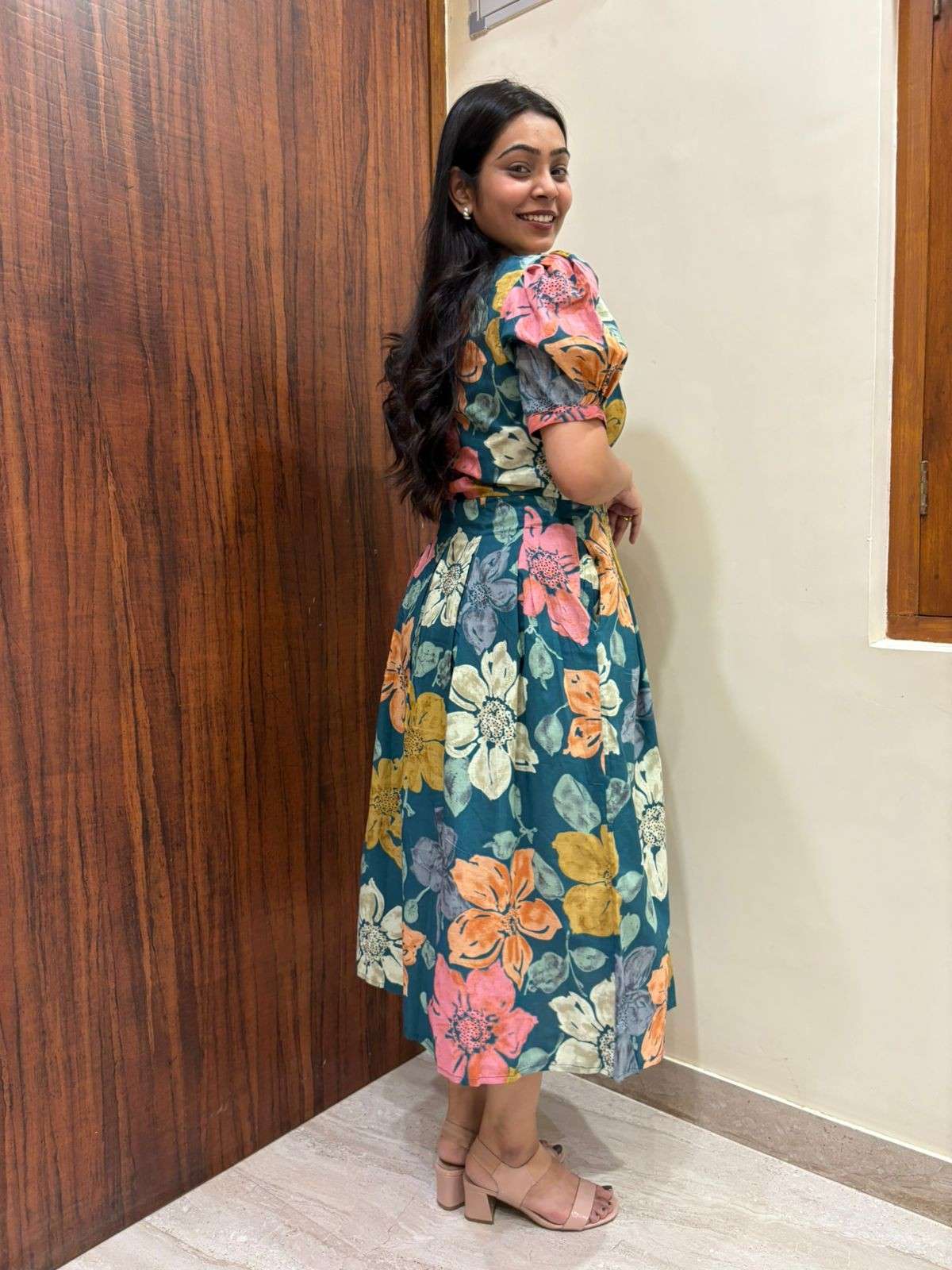 Cotton printed Pleated dress