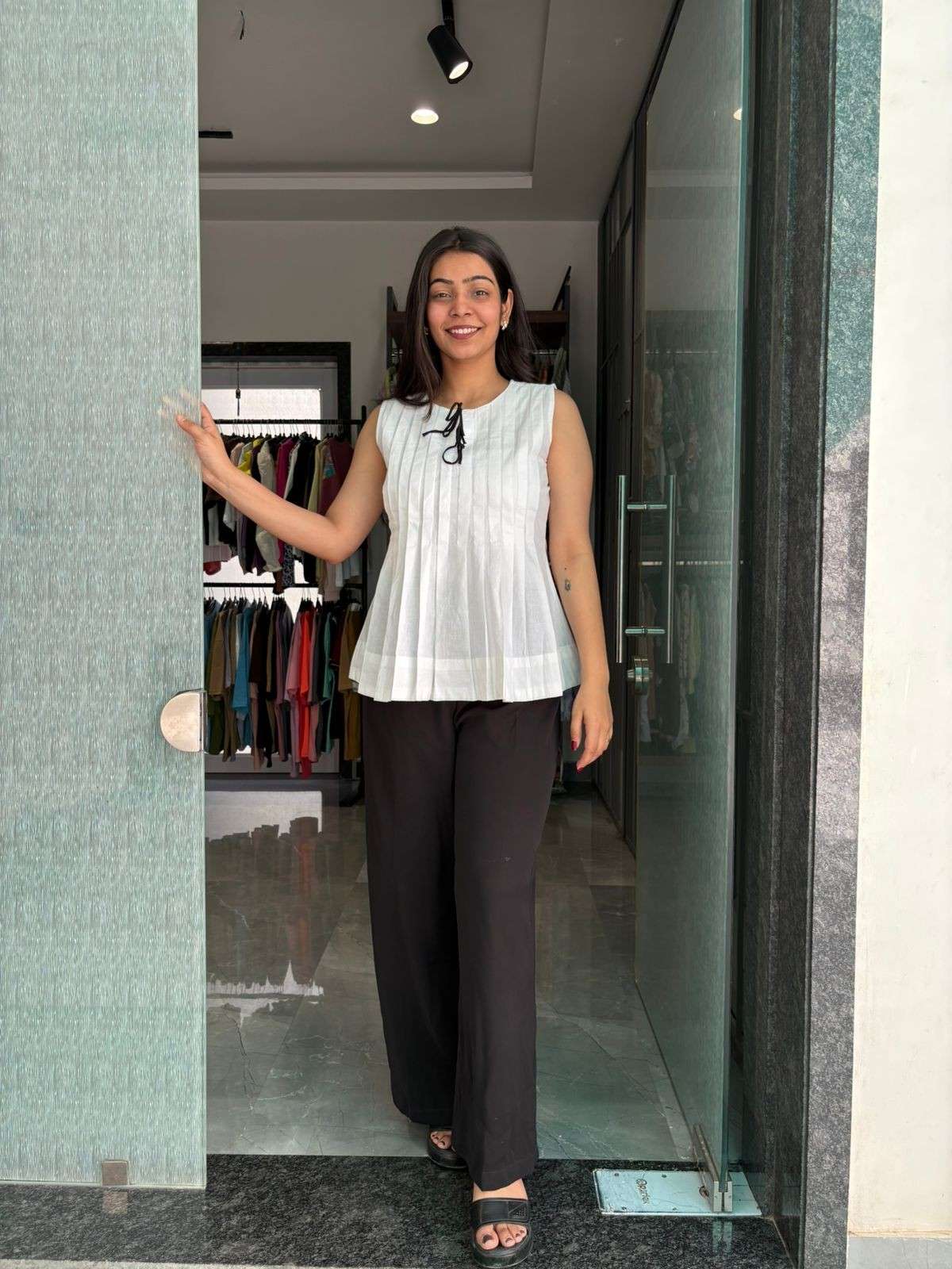 Cotton Sleeveless peplum Top