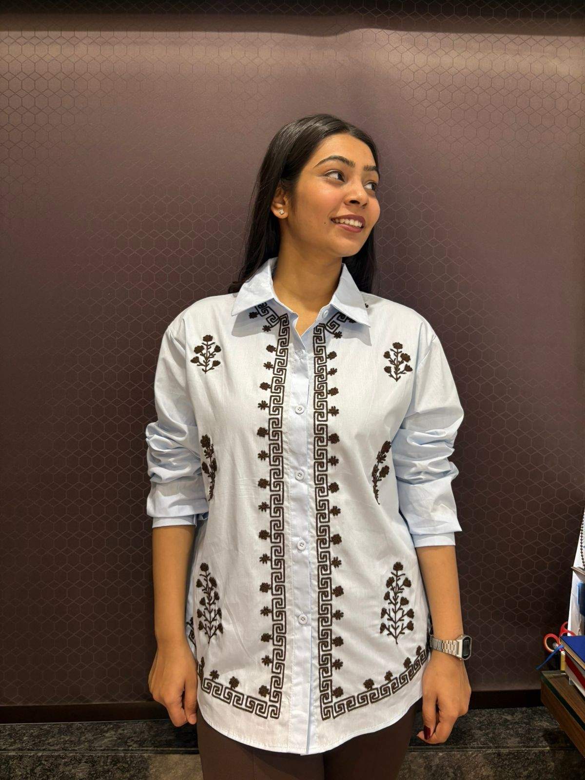 Embroiderd Baggy Cotton shirt