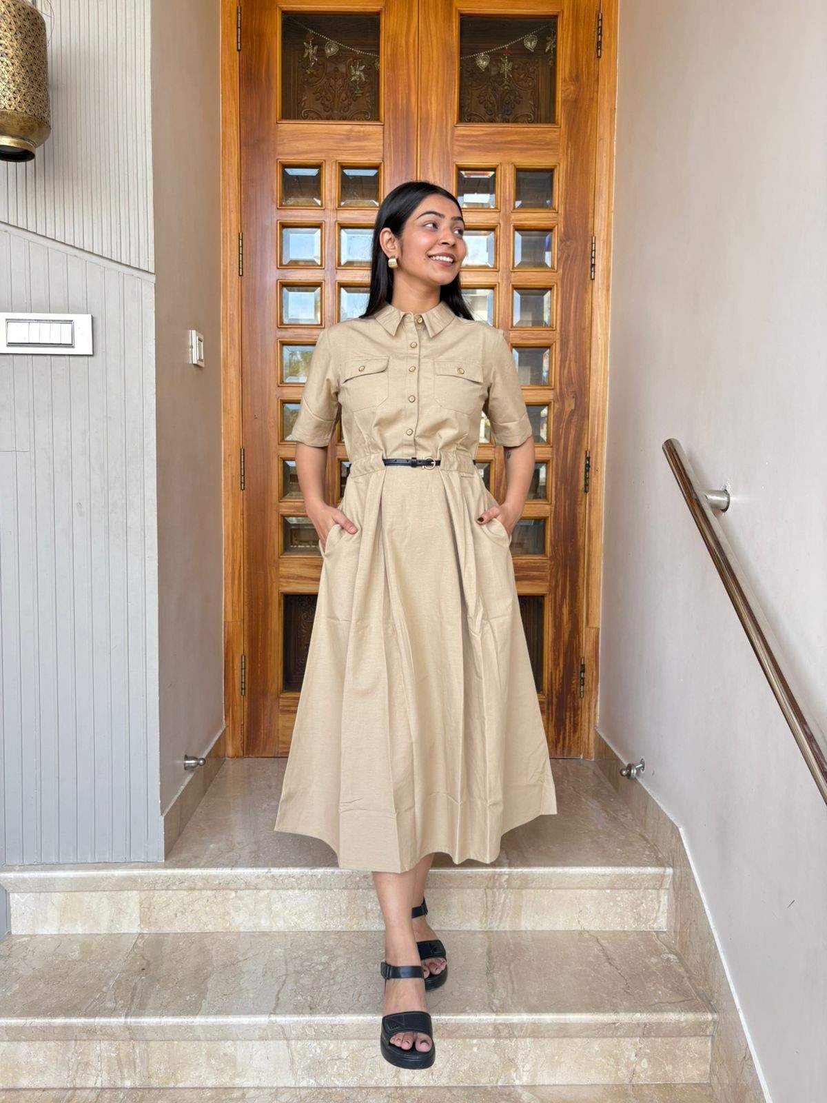 Khadi Cotton solid Dress