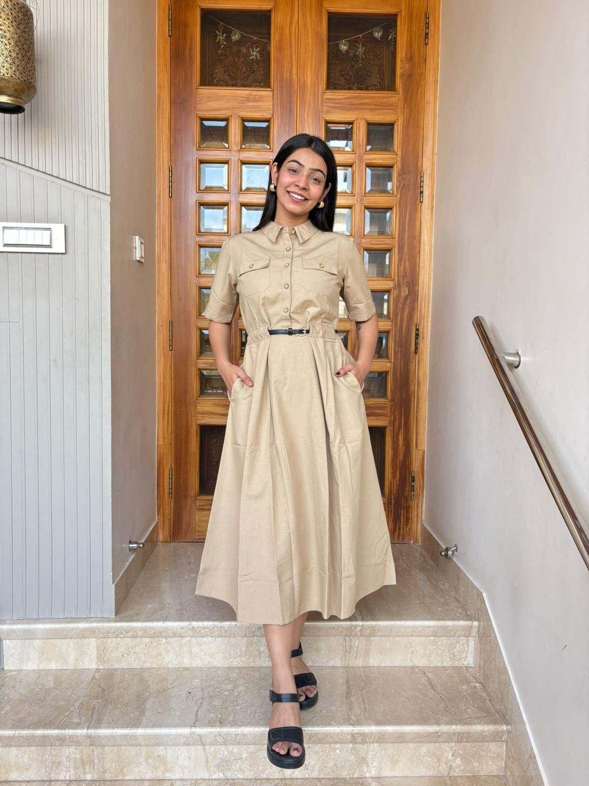 Khadi Cotton solid Dress