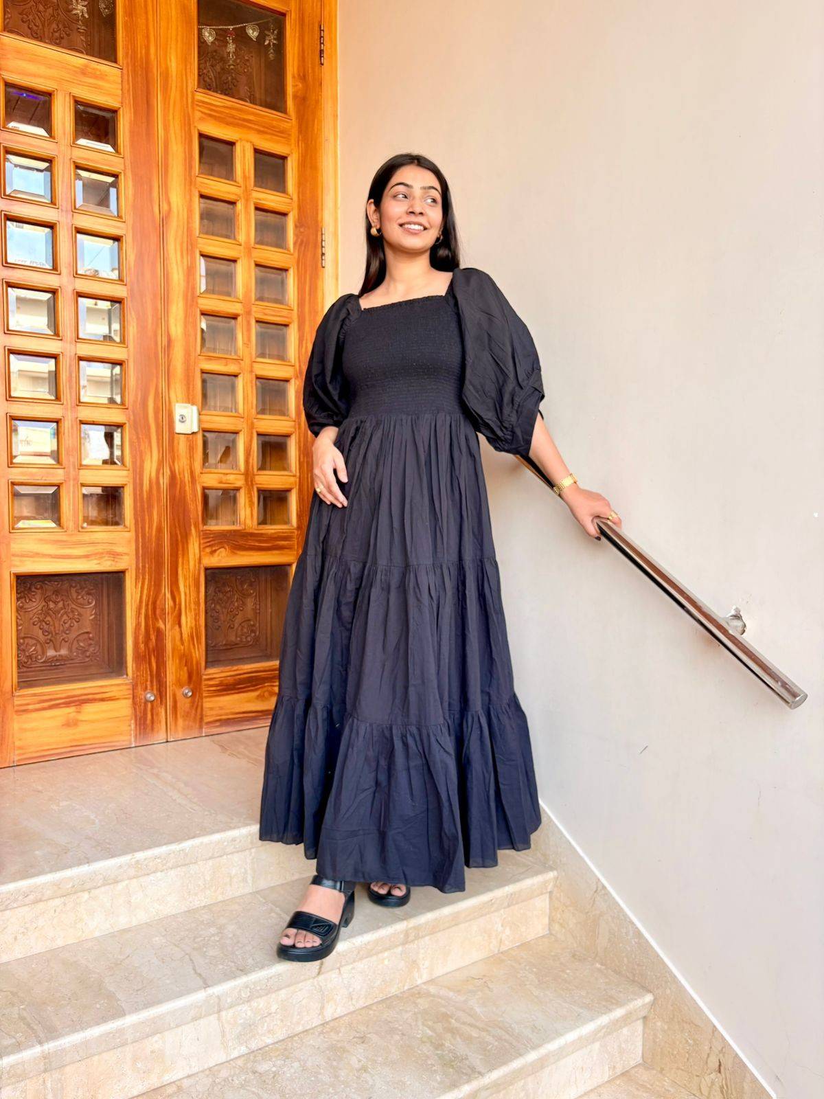 Cotton Smocking long Dress