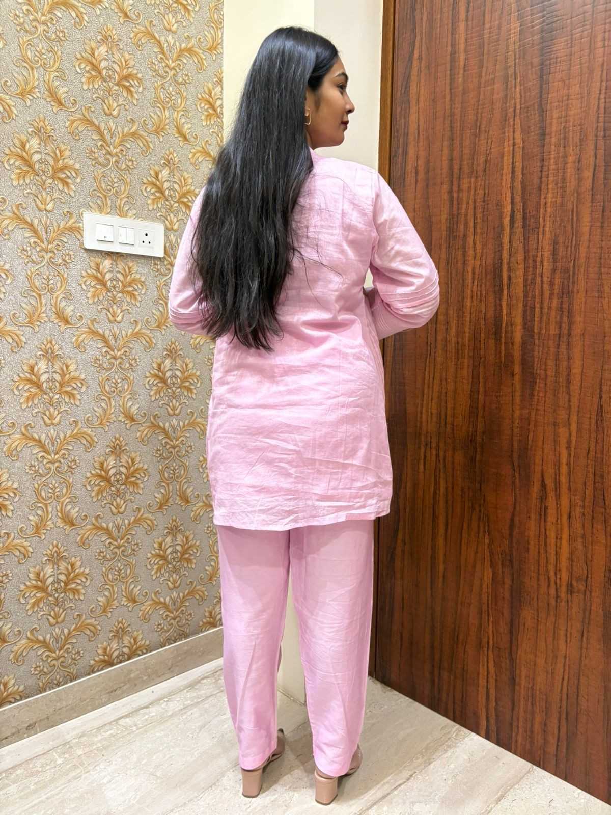 Embroidered mul cotton coordset