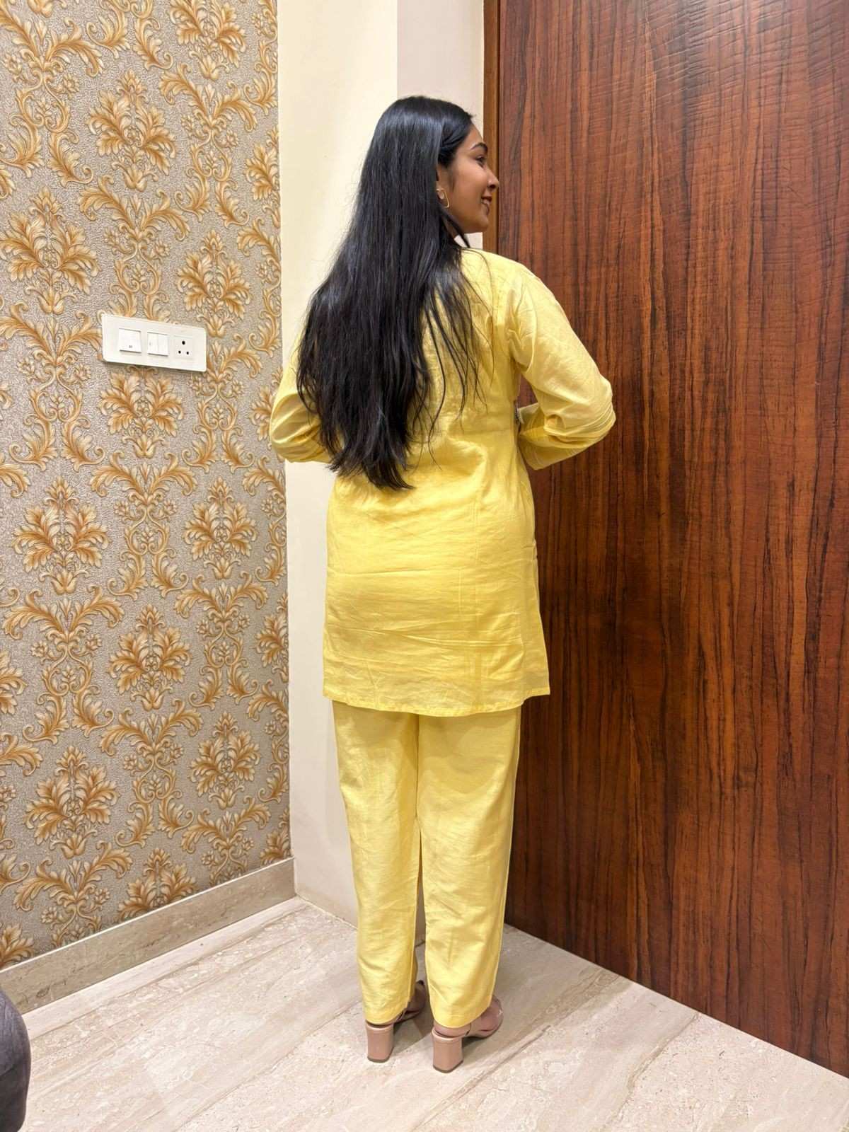 Embroidered mul cotton coordset
