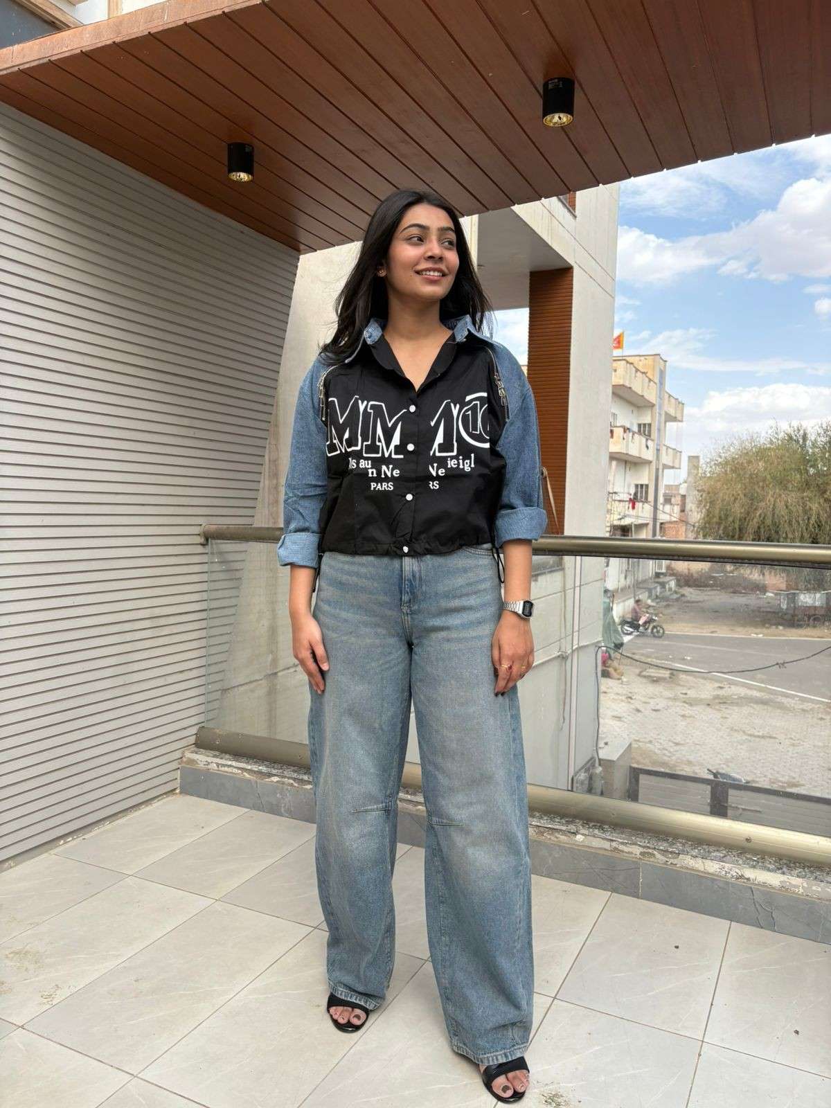 Denim Cotton Crop shirt