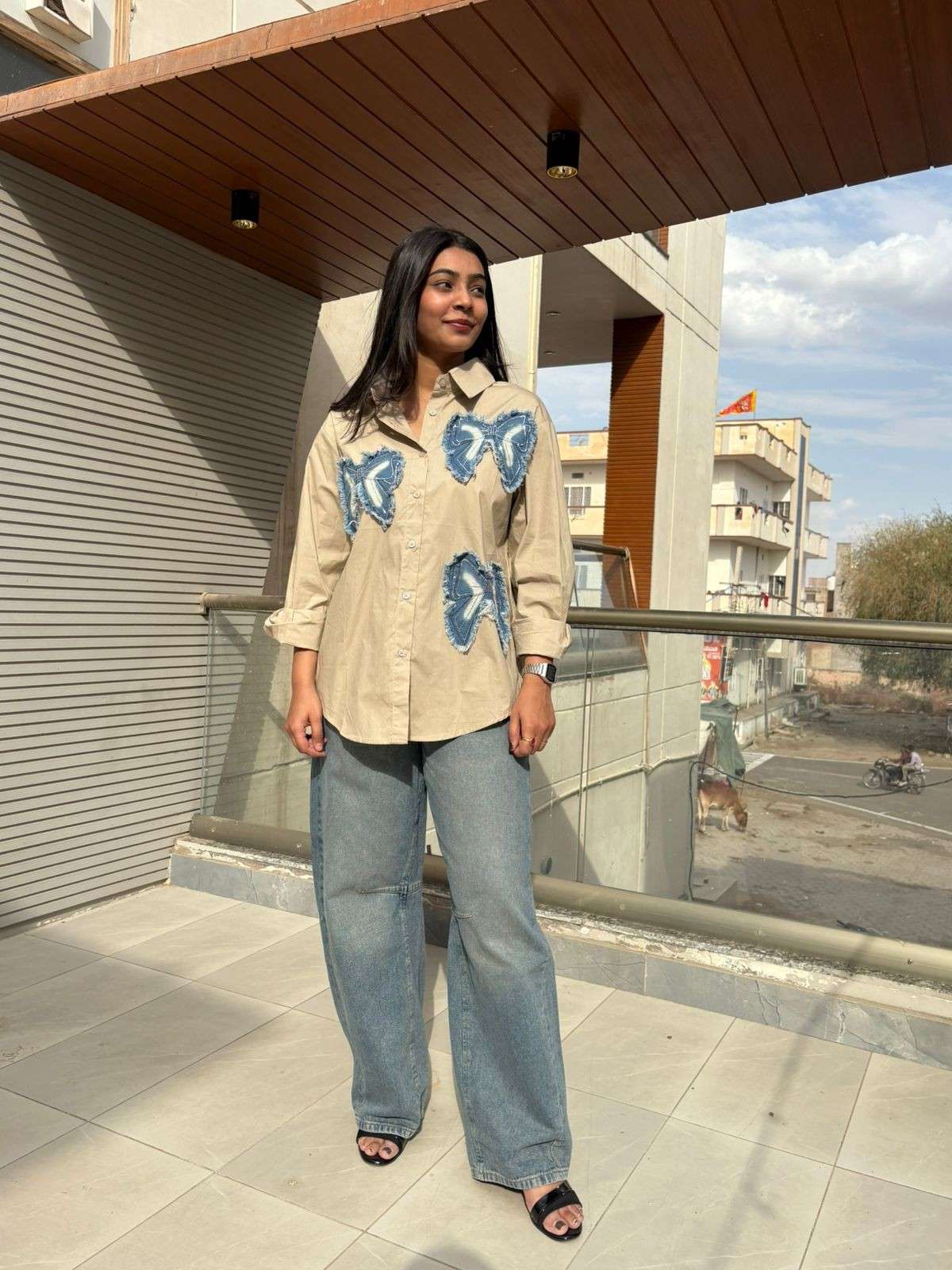 Cotton Denim Patch shirt