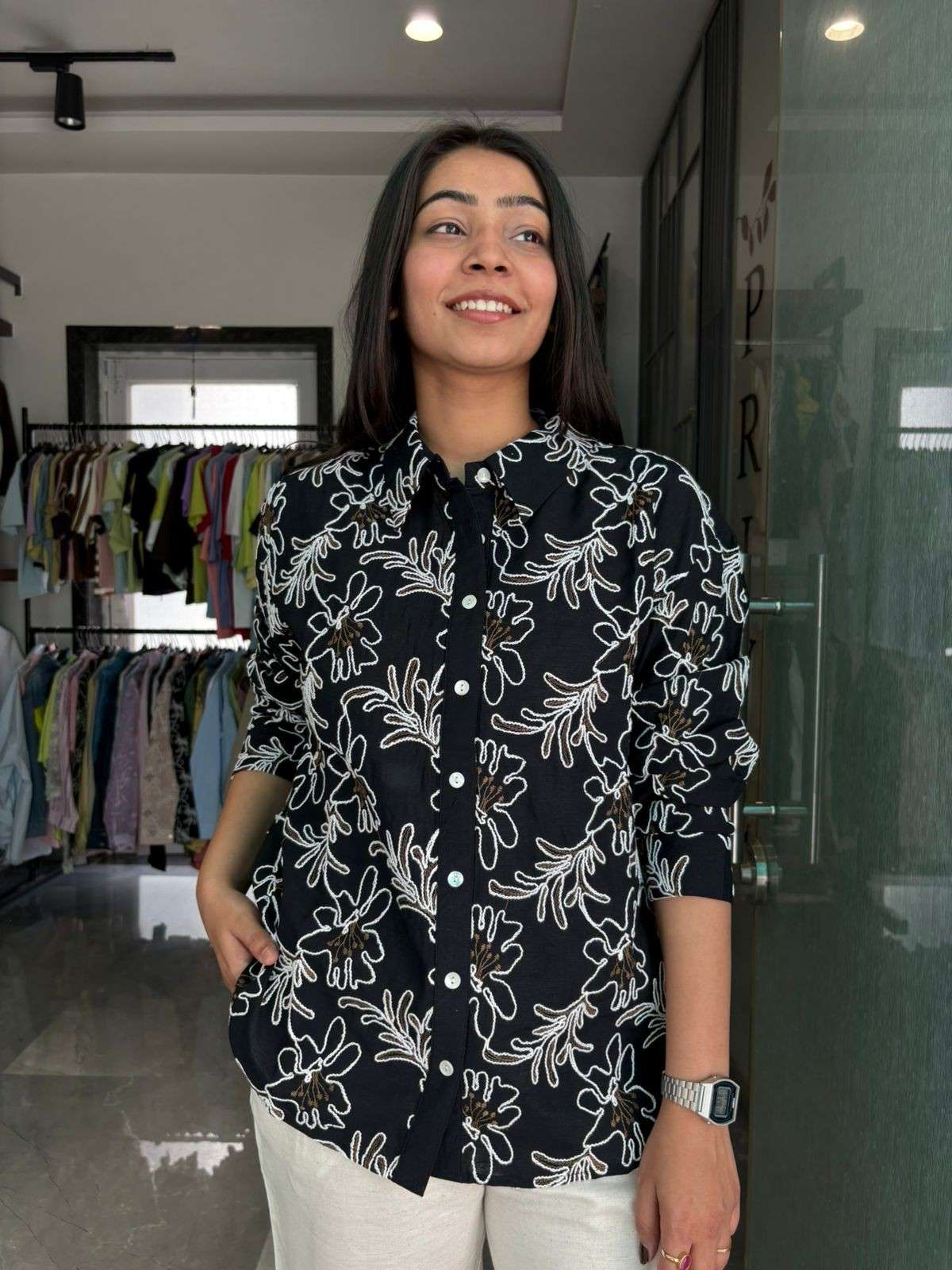 Embroidered Cotton Imported shirt