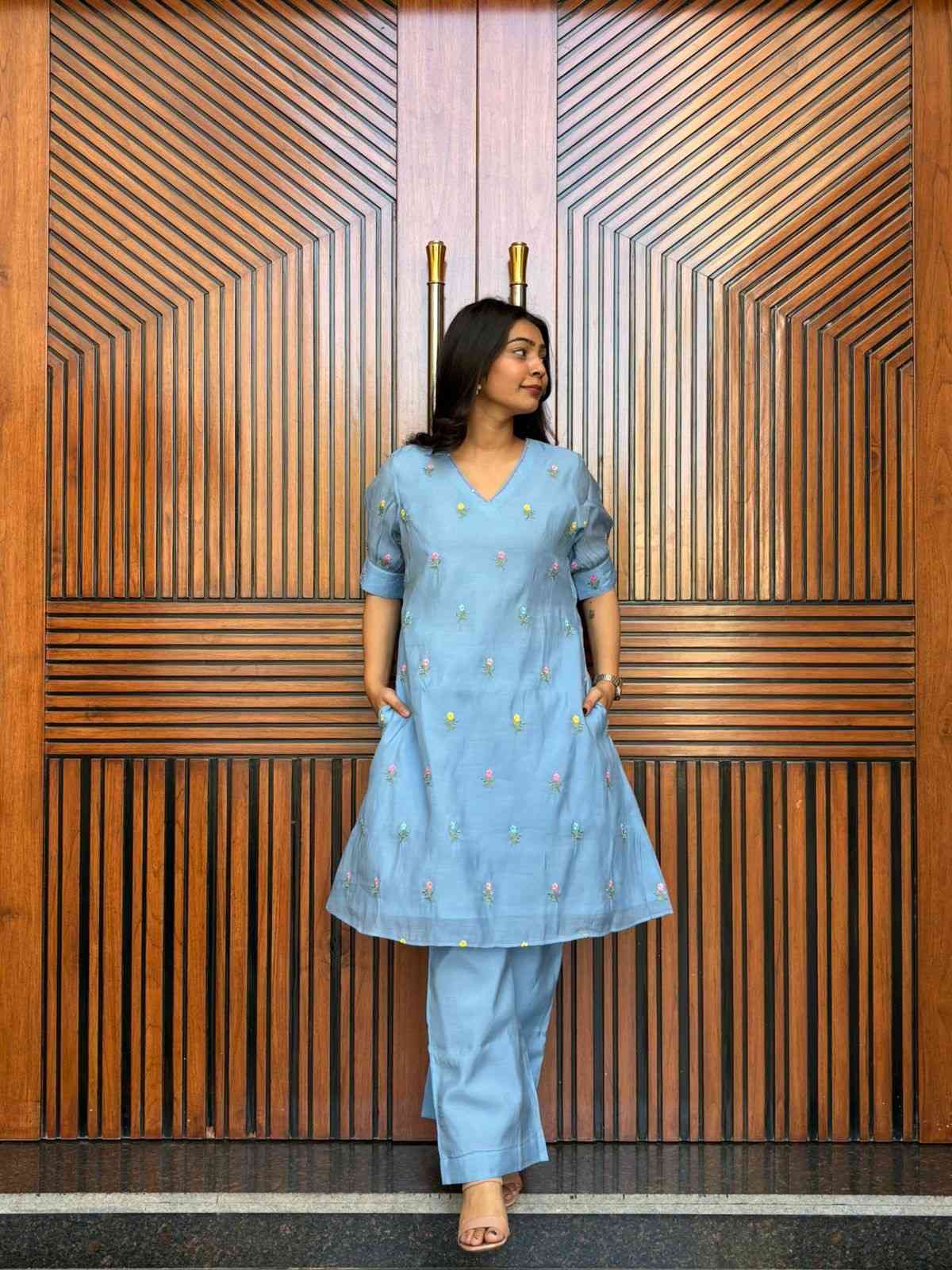 Embroidered Chanderi Coordset