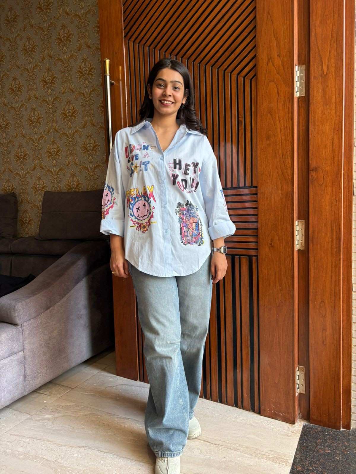 Stone Embellished Baggy Shirt