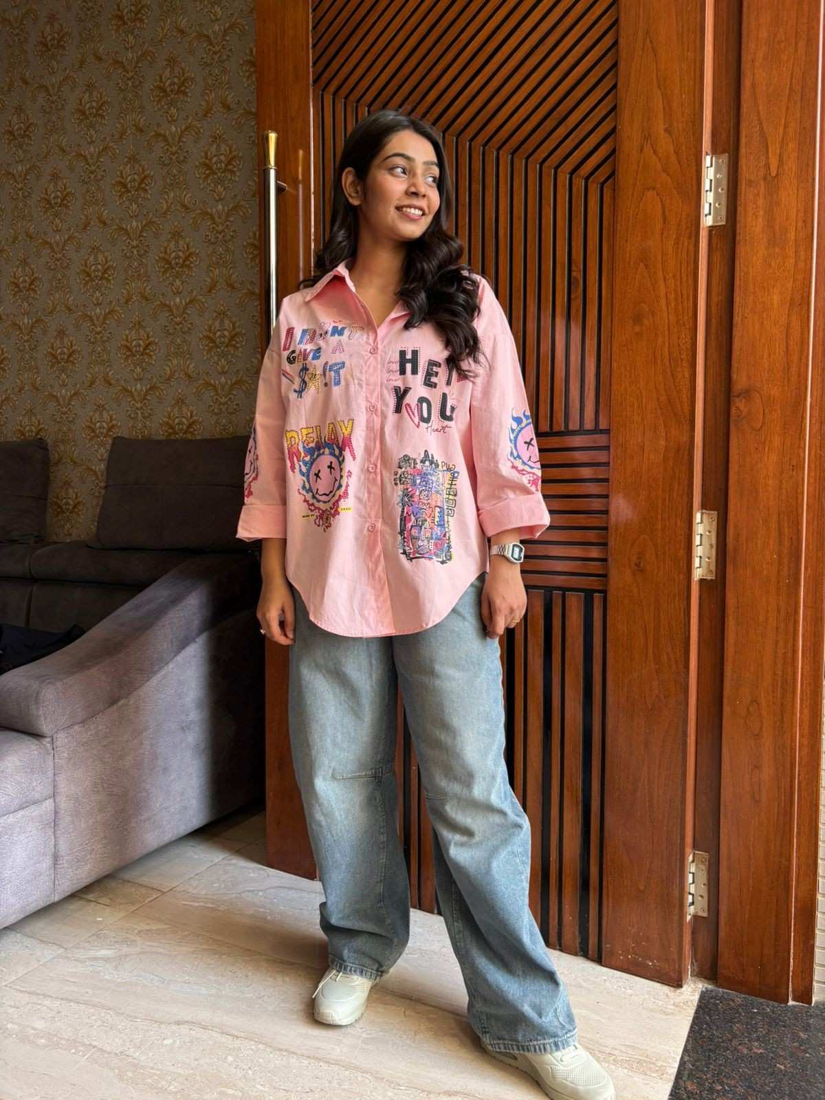 Stone Embellished Baggy Shirt