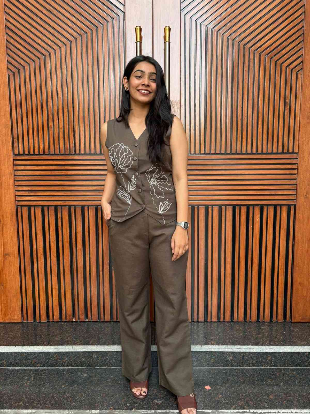 Embroidered Flex Cotton Vest coordset