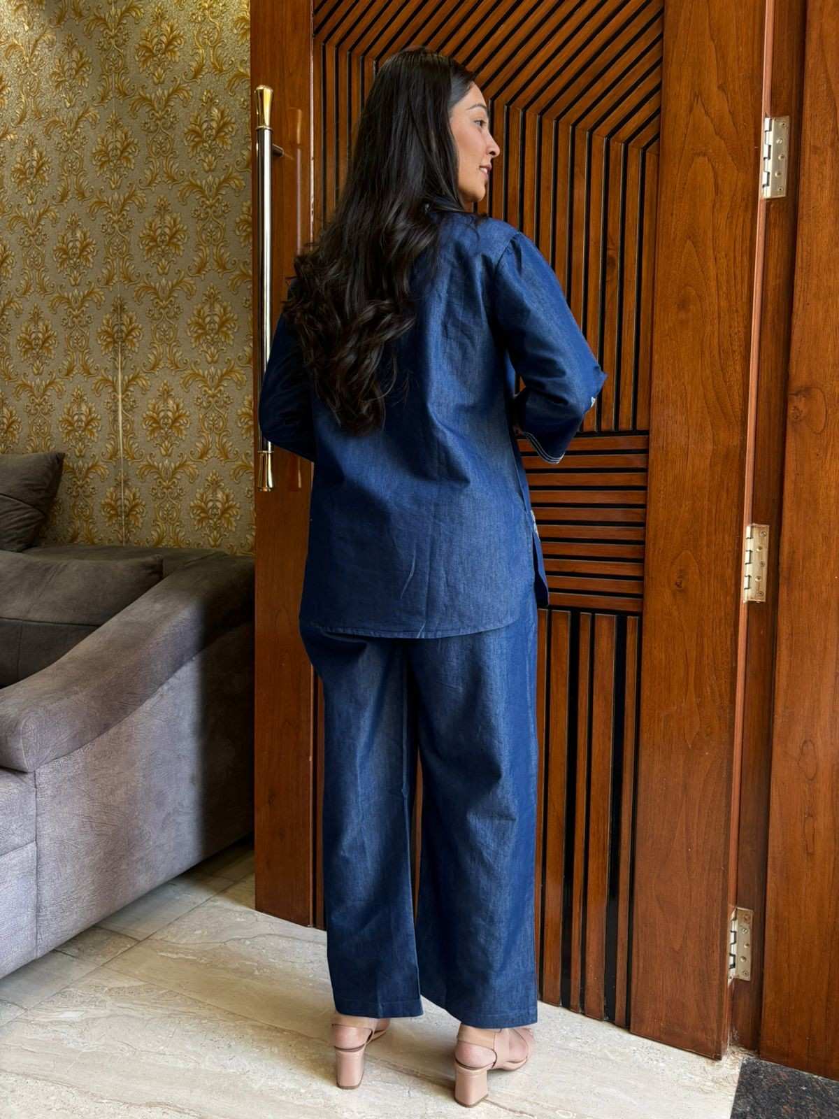 Denim Embroidered coordset