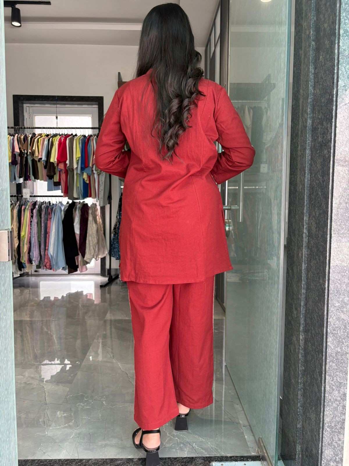 Khadi embroidered coordset